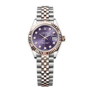 Rolex Lady-Datejust 28mm - Ref: 279171-0015 - Aubergine Purple Diamond Dial, Two Tone Stainless Steel & 18K Rose Gold Jubilee Bracelet Women's Watch