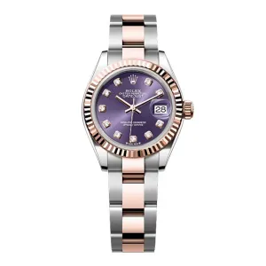 Rolex Lady-Datejust 28mm - Ref: 279171-0016 - Aubergine Purple Diamond Dial, Two Tone Stainless Steel & 18K Rose Gold Oyster Bracelet Women's Watch