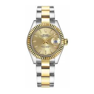 Rolex Lady-Datejust 28mm - Ref: 279173-0002 - Champagne Stick Dial, Two Tone Stainless Steel & 18K Yellow Gold Oyster Bracelet Women's Watch