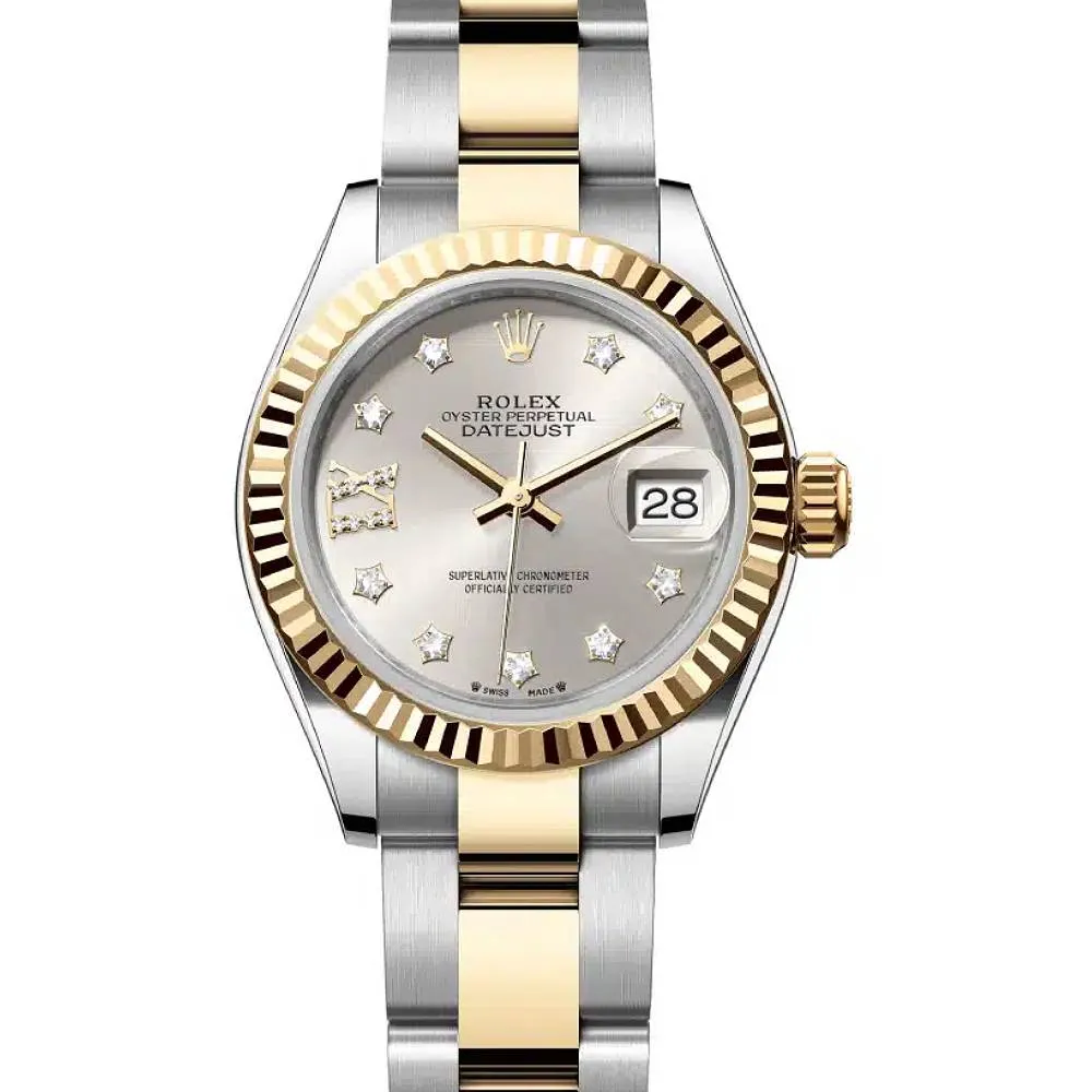 Rolex Lady-Datejust 28mm - Ref: 279173-0004 - Silver Diamond Dial, Two Tone Stainless Steel & 18K Yellow Gold Oyster Bracelet Women's Watch