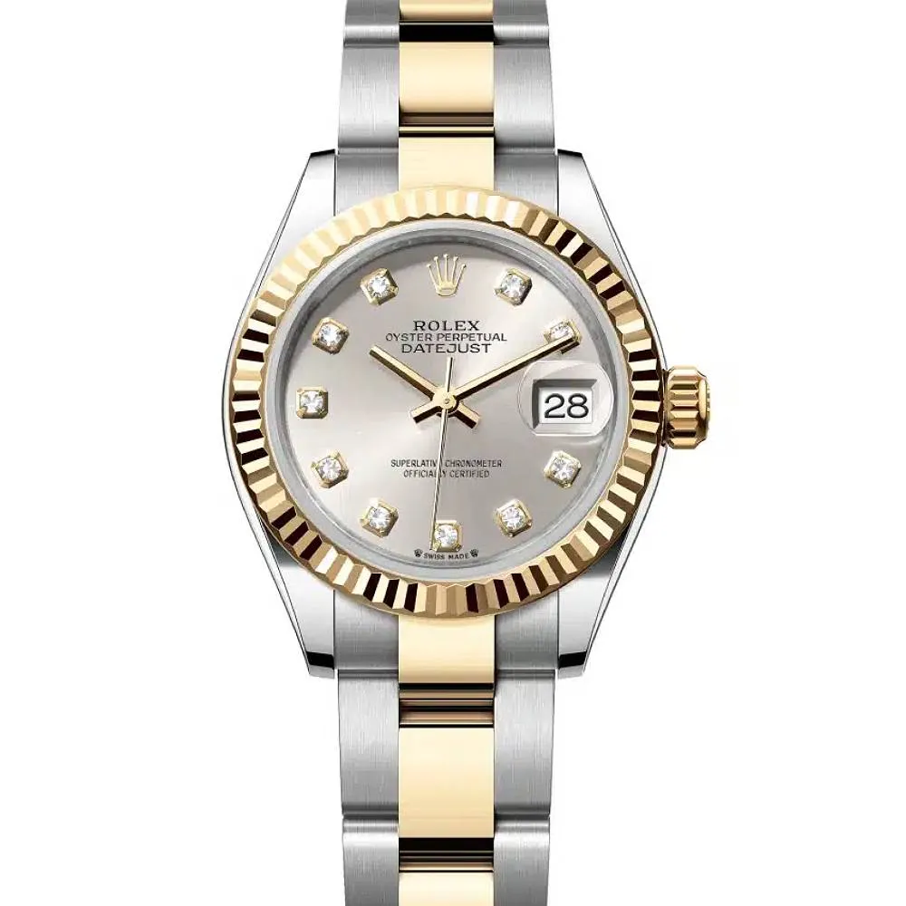 Rolex Lady-Datejust 28mm - Ref: 279173-0008 - Silver Diamond Dial, Two Tone Stainless Steel & 18K Yellow Gold Oyster Bracelet Women's Watch