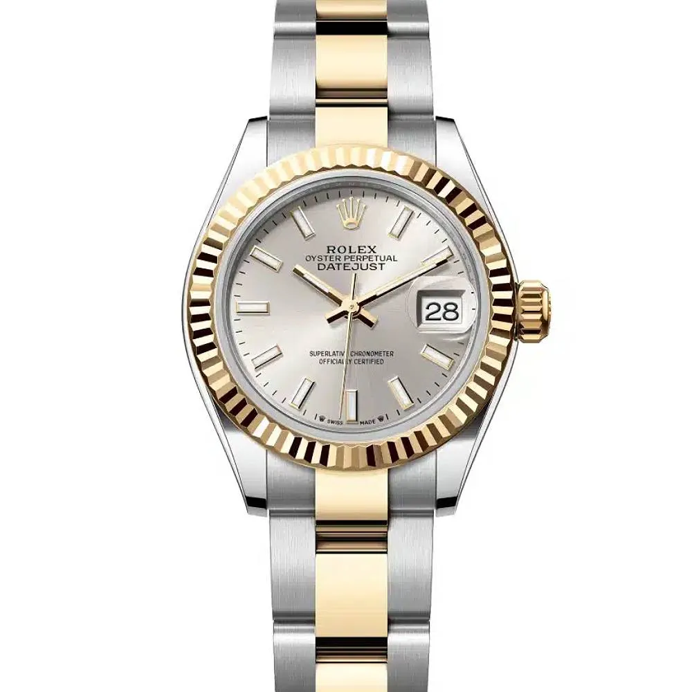 Rolex Lady-Datejust 28mm - Ref: 279173-0020 - Silver Stick Dial, Two Tone Stainless Steel & 18K Yellow Gold Oyster Bracelet Women's Watch