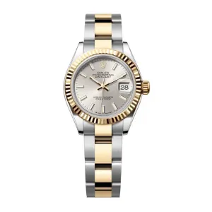 Rolex Lady-Datejust 28mm - Ref: 279173-0020 - Silver Stick Dial, Two Tone Stainless Steel & 18K Yellow Gold Oyster Bracelet Women's Watch