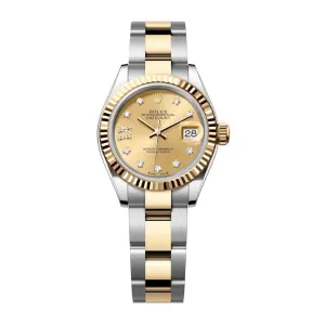 Rolex Lady-Datejust 28mm - Ref: 279173-0022 - Champagne Diamond Dial, Two Tone Stainless Steel & 18K Yellow Gold Oyster Bracelet Women's Watch