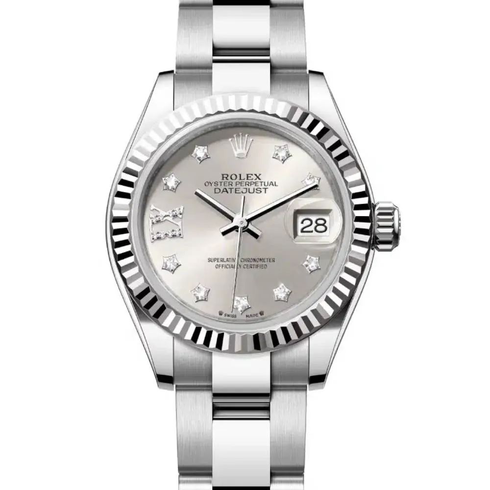 Rolex Lady-Datejust 28mm - Ref: 279174-0022 - Silver Diamond Dial, Stainless Steel Oyster Bracelet Women's Watch