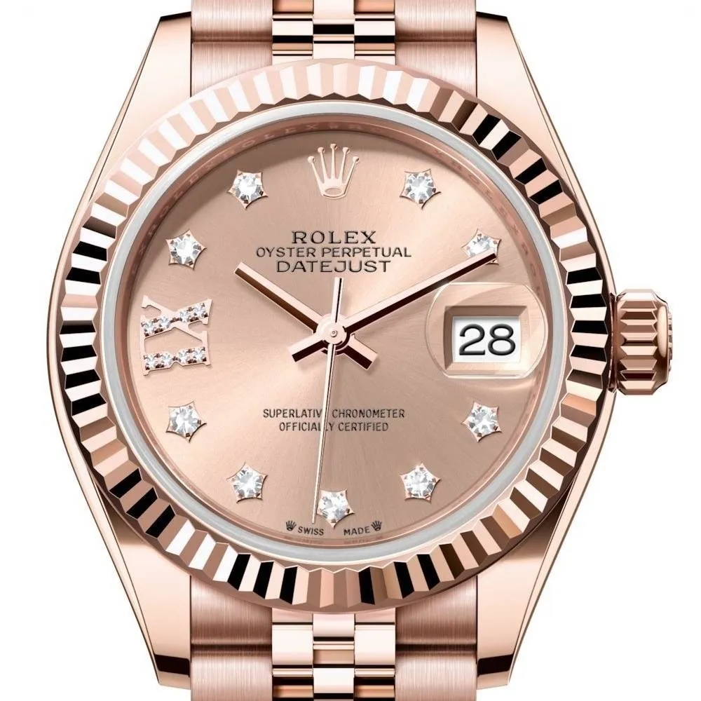Rolex Lady Datejust 28mm - Ref: 279175-0030 - Rose Dial, 18K Rose Gold Jubilee Bracelet Women's Watch