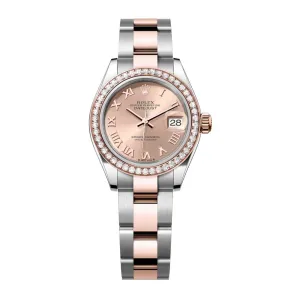 Rolex Lady-Datejust 28mm - Ref: 279381rbr-0026 - Rose Roman Dial & Diamond Bezel, Two Tone Stainless Steel & 18K Rose Gold Oyster Bracelet Women's Watch