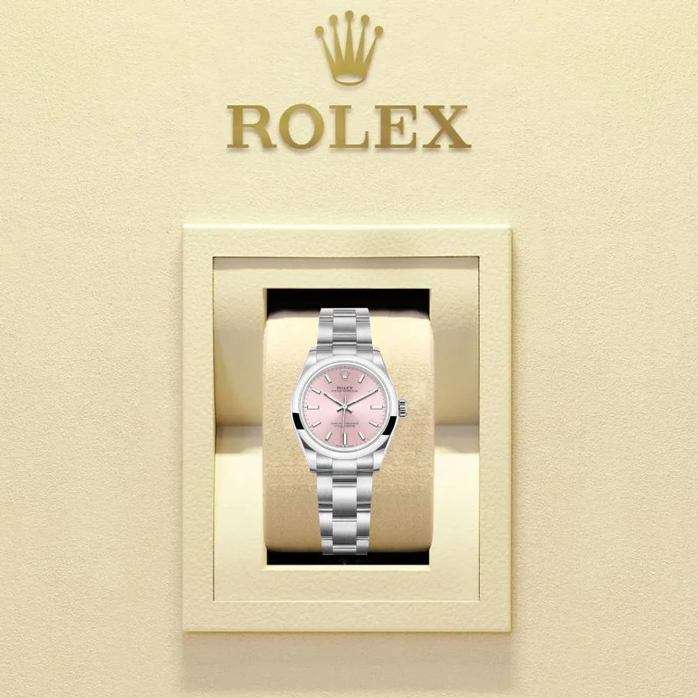 Rolex Oyster Perpetual 31mm | Stainless steel bracelet | Pink dial Smooth bezel | Ladies Watch 277200-0004
