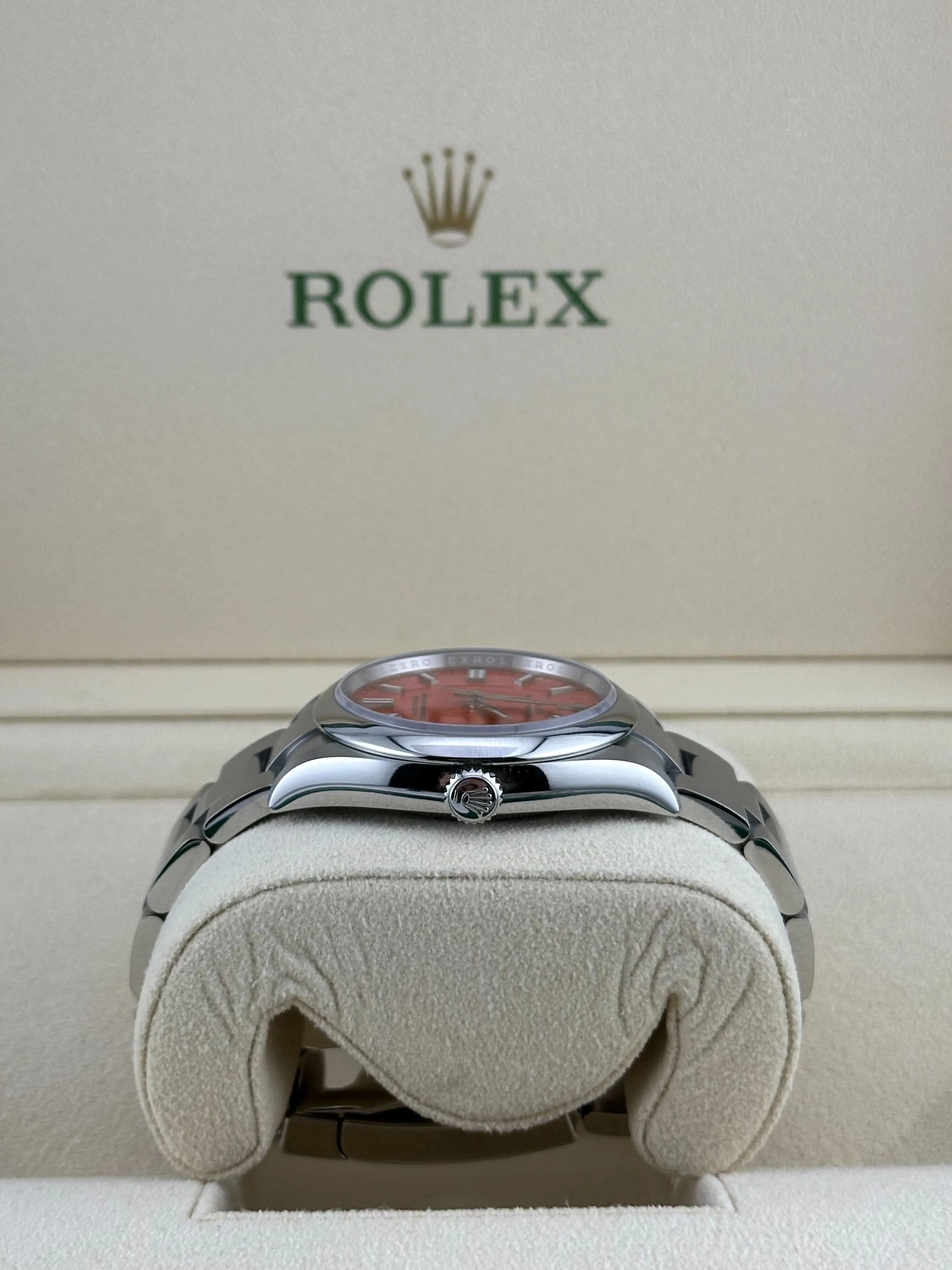 Rolex Oyster Perpetual 36 126000 Stainless Steel Coral Red Dial
