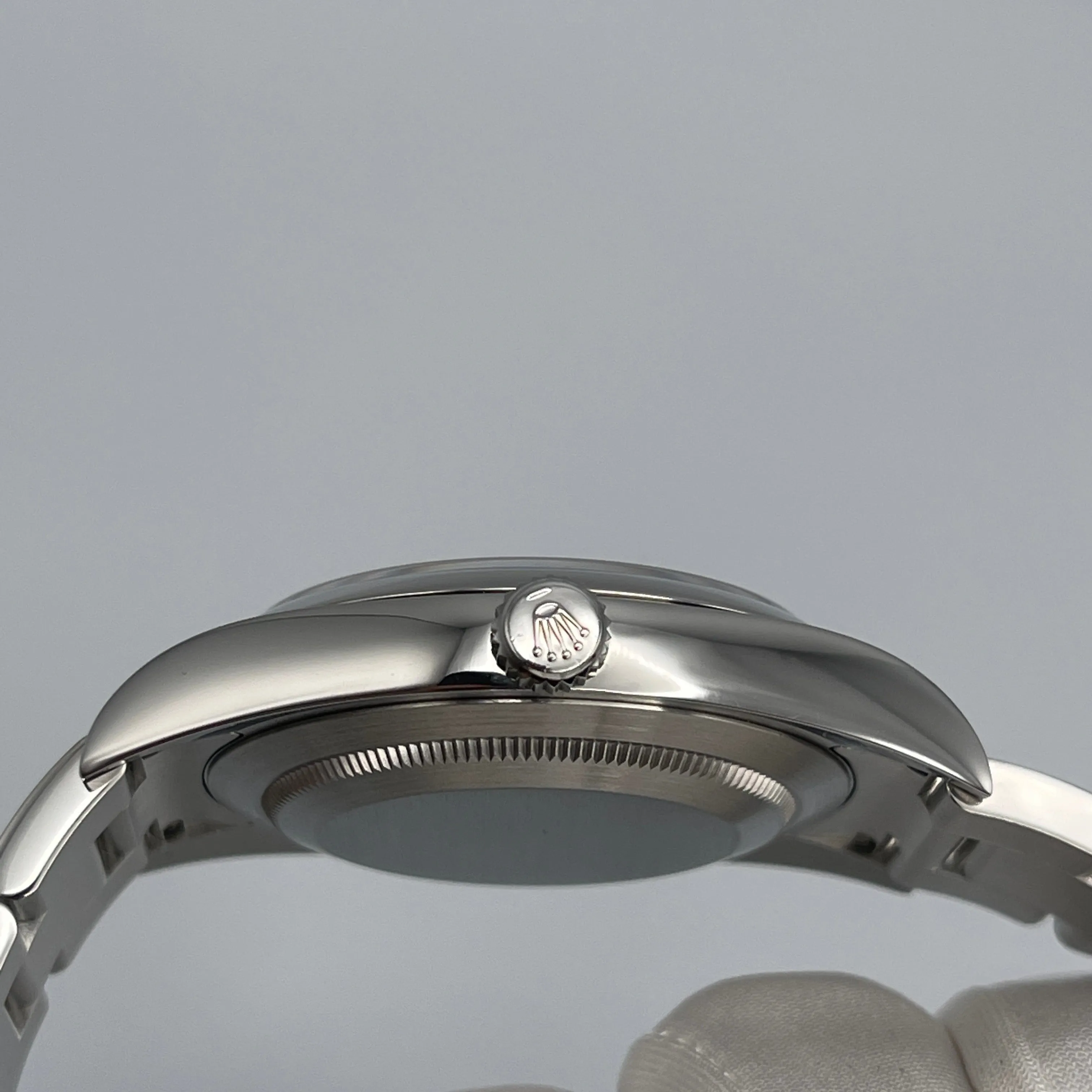 Rolex Oyster Perpetual 39 114300 Stainless Steel Rhodium Slate Grey Stick Dial