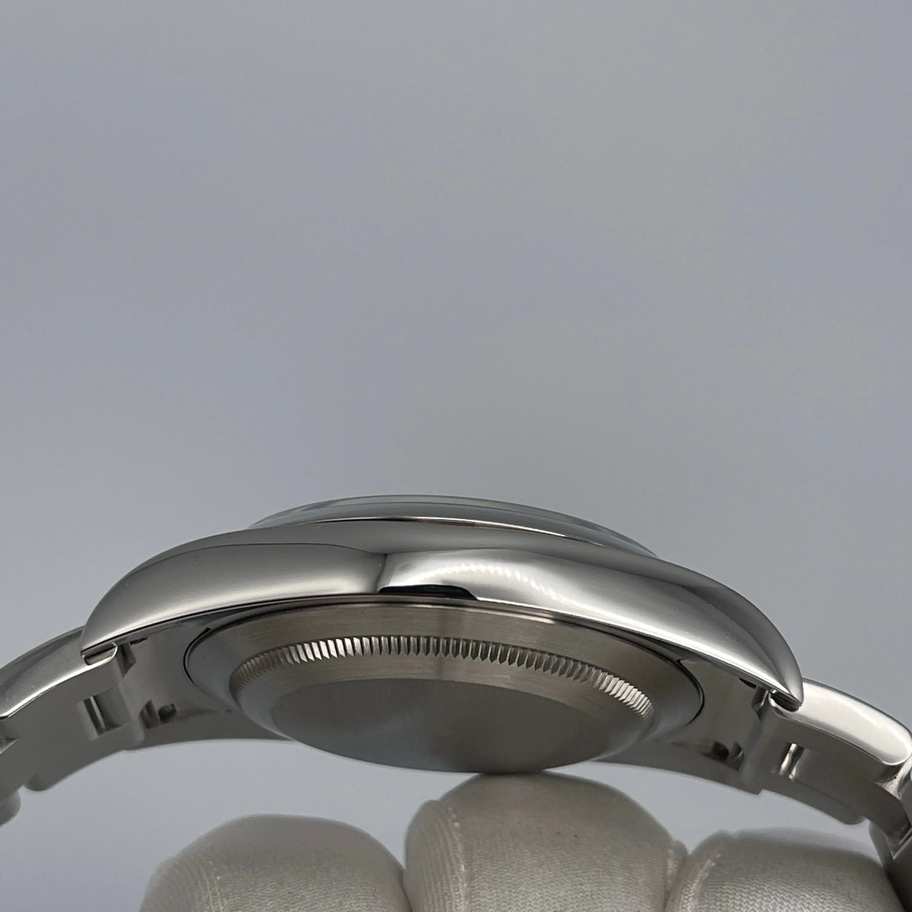 Rolex Oyster Perpetual 39 114300 Stainless Steel Rhodium Slate Grey Stick Dial