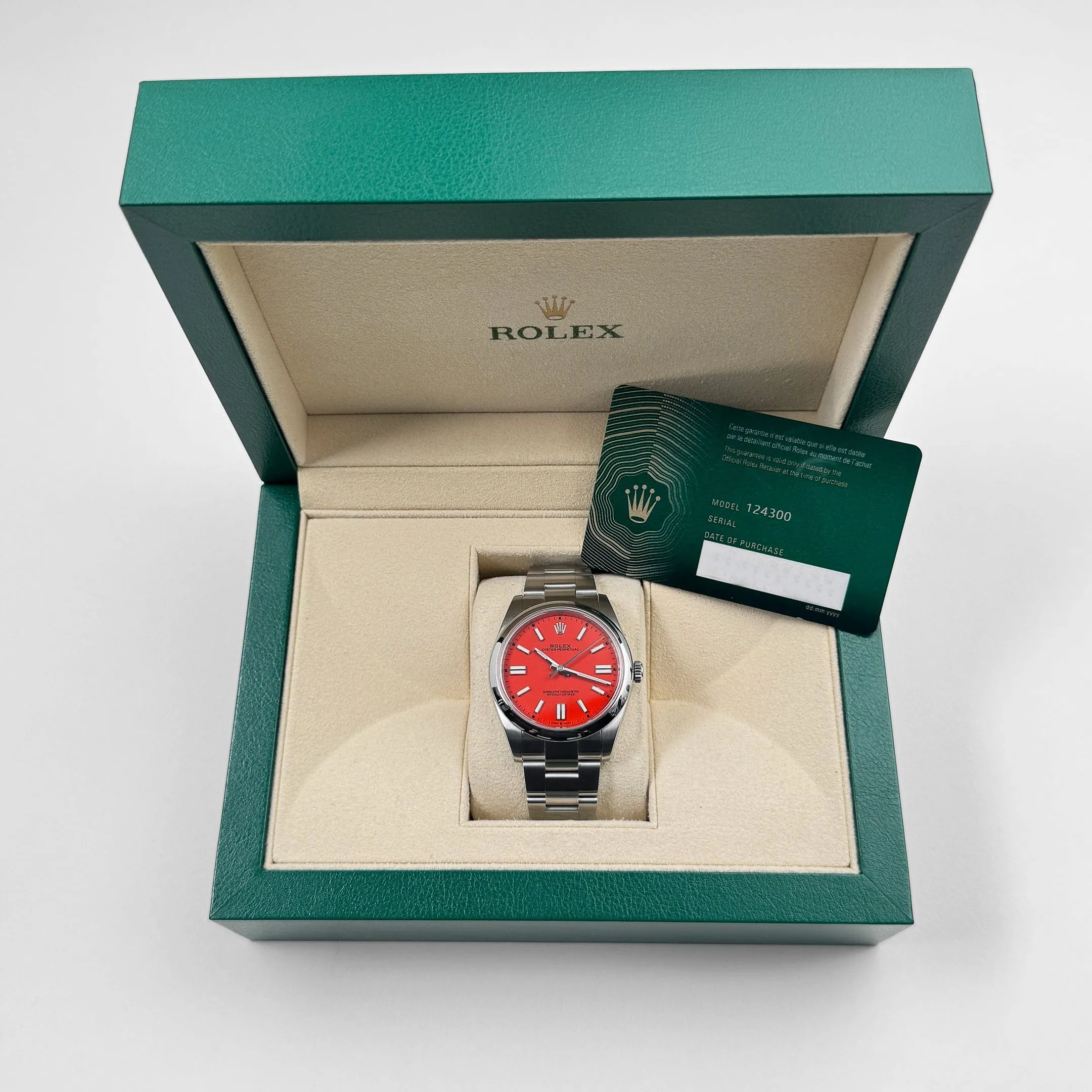 Rolex Oyster Perpetual 41 124300 Stainless Steel Red Dial (2021)