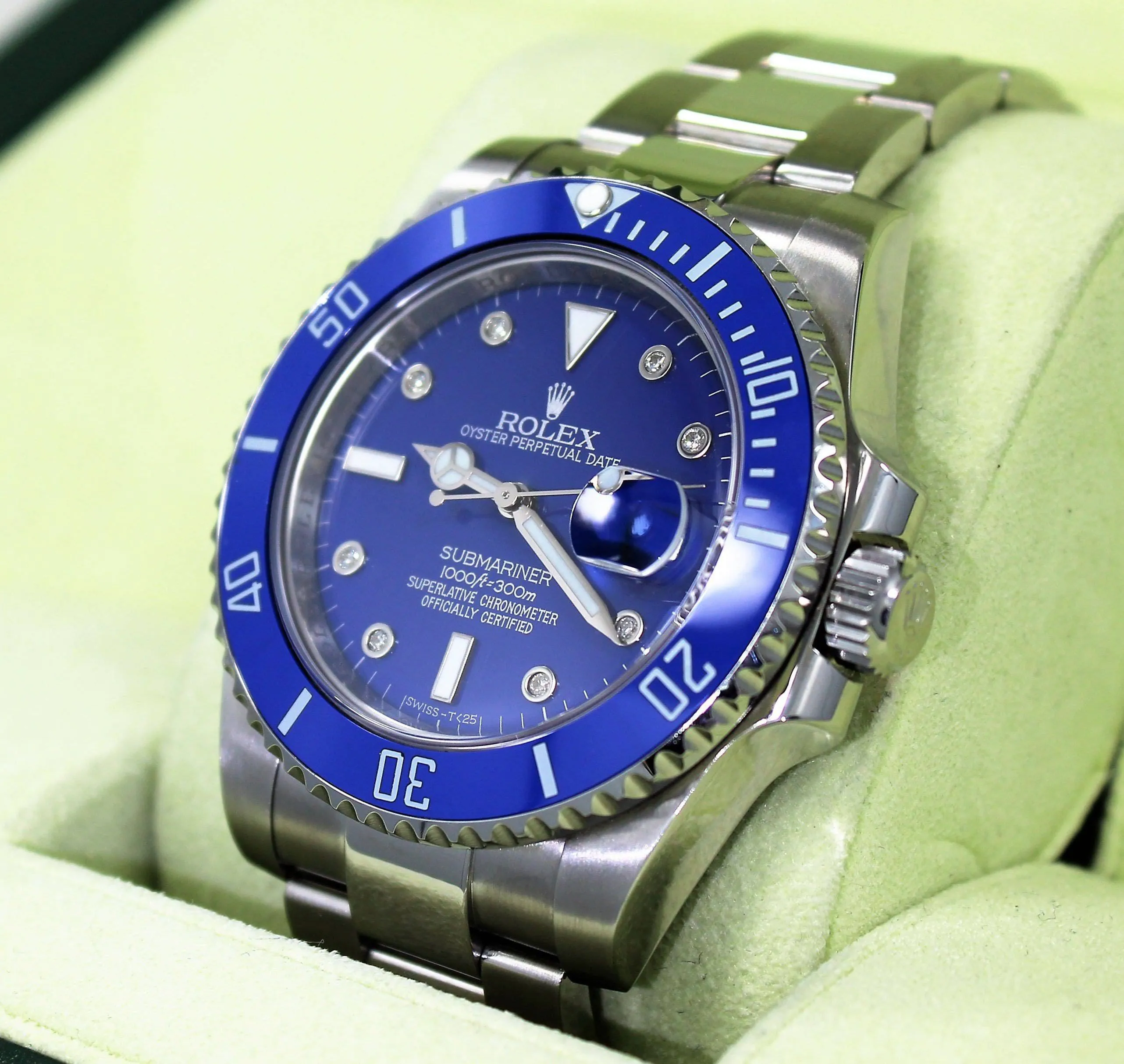Rolex Oyster Perpetual Submariner Date 116610 LN Blue Diamond Dial Ceramic Bezel BOX/PAPERS