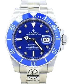 Rolex Oyster Perpetual Submariner Date 116610 LN Blue Diamond Dial Ceramic Bezel BOX/PAPERS