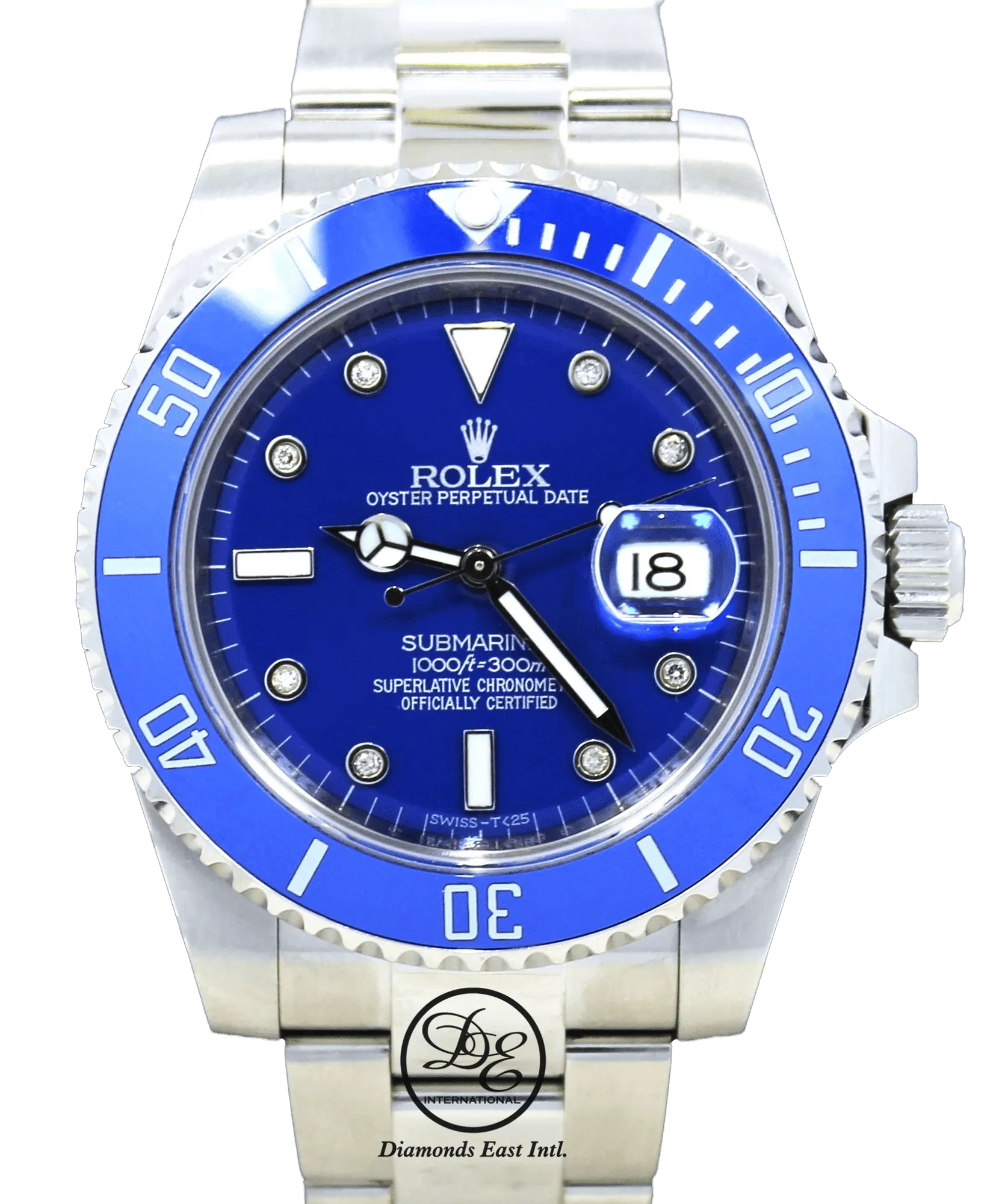 Rolex Oyster Perpetual Submariner Date 116610 LN Blue Diamond Dial Ceramic Bezel BOX/PAPERS