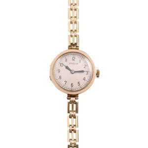 Rolex Rare Flat Bezel 9ct Gold 1920's Ladies Vintage Watch