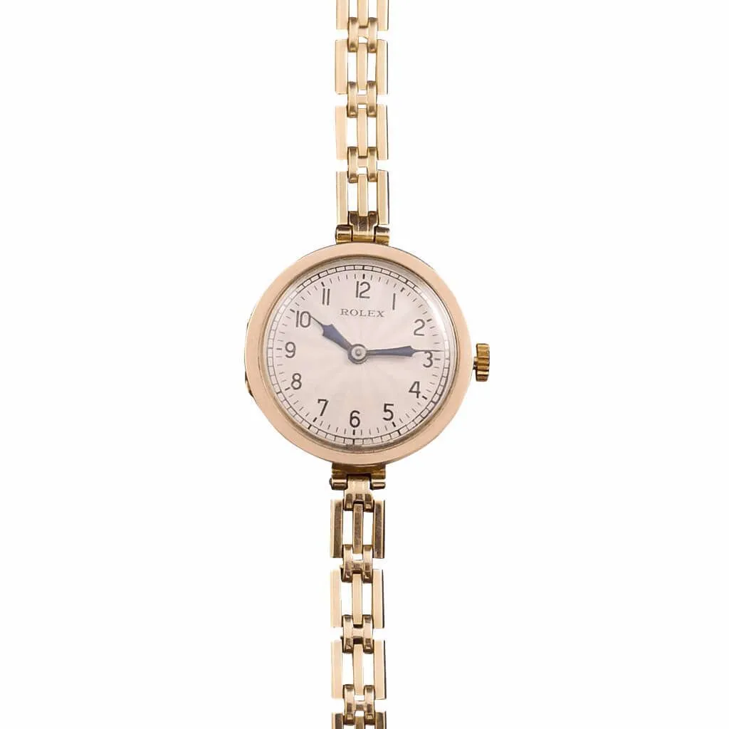 Rolex Rare Flat Bezel 9ct Gold 1920's Ladies Vintage Watch