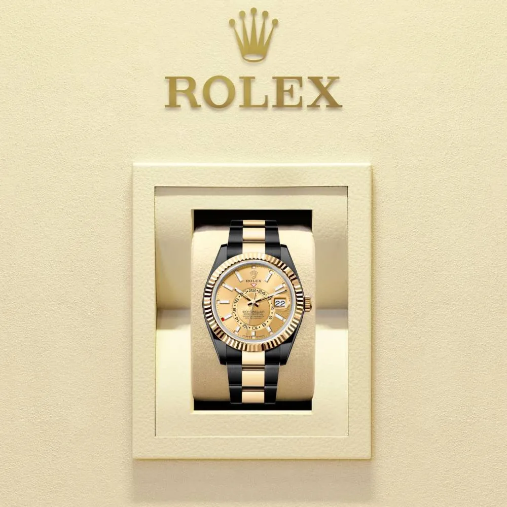 Rolex Sky-Dweller 42mm - Ref: 336933 (PVD) - Champagne Stick Dial, Two Tone Black PVD & 18K Yellow Gold Oyster Bracelet Watch
