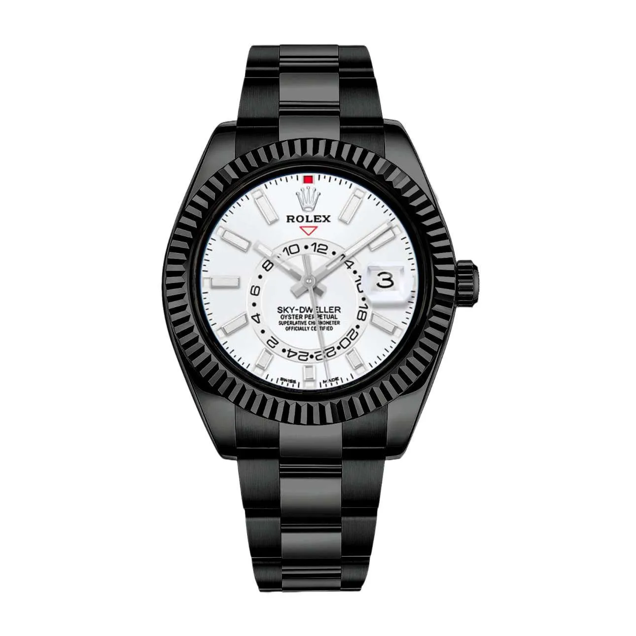Rolex Sky-Dweller 42mm - Ref: 336934 (PVD) - Intense White Stick Dial, Black PVD Stainless Steel Oyster Bracelet Watch