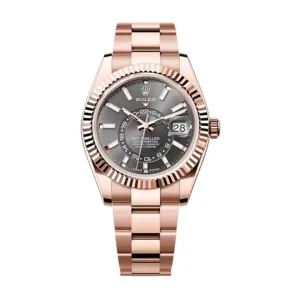 Rolex Sky-Dweller 42mm - Ref: 336935 - Slate Grey Stick Dial, 18K Rose Gold Oyster Bracelet Watch