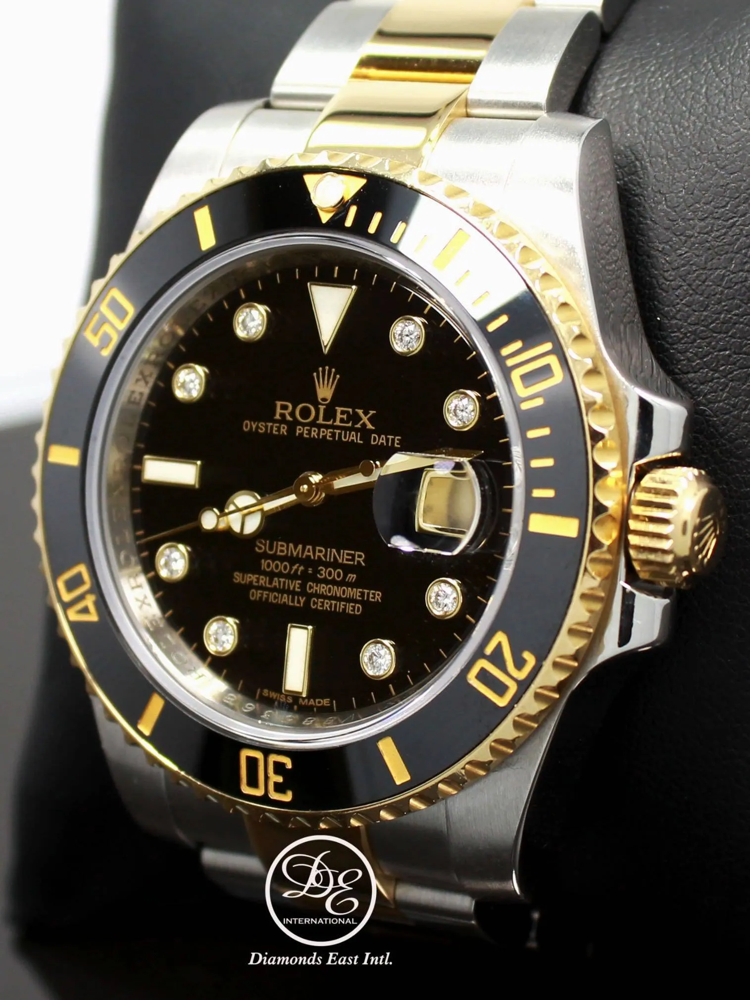 Rolex Submariner 116613 BLKDD 18K Yellow Gold /SS Rare Discontinued Factory Black Diamond Dial Box/Papers