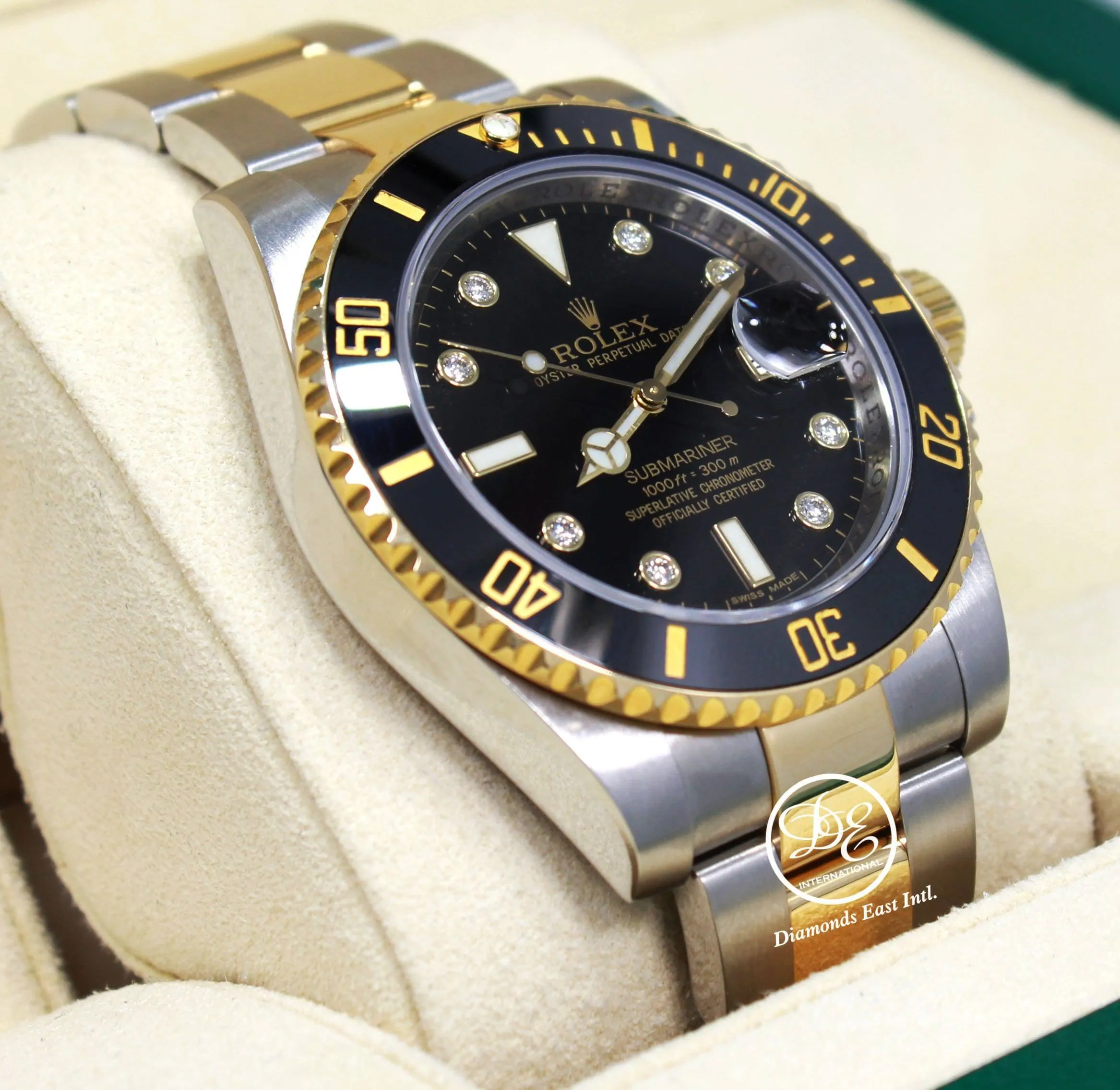 Rolex Submariner 116613 BLKDD 18K Yellow Gold /SS Rare Discontinued Factory Black Diamond Dial Box/Papers