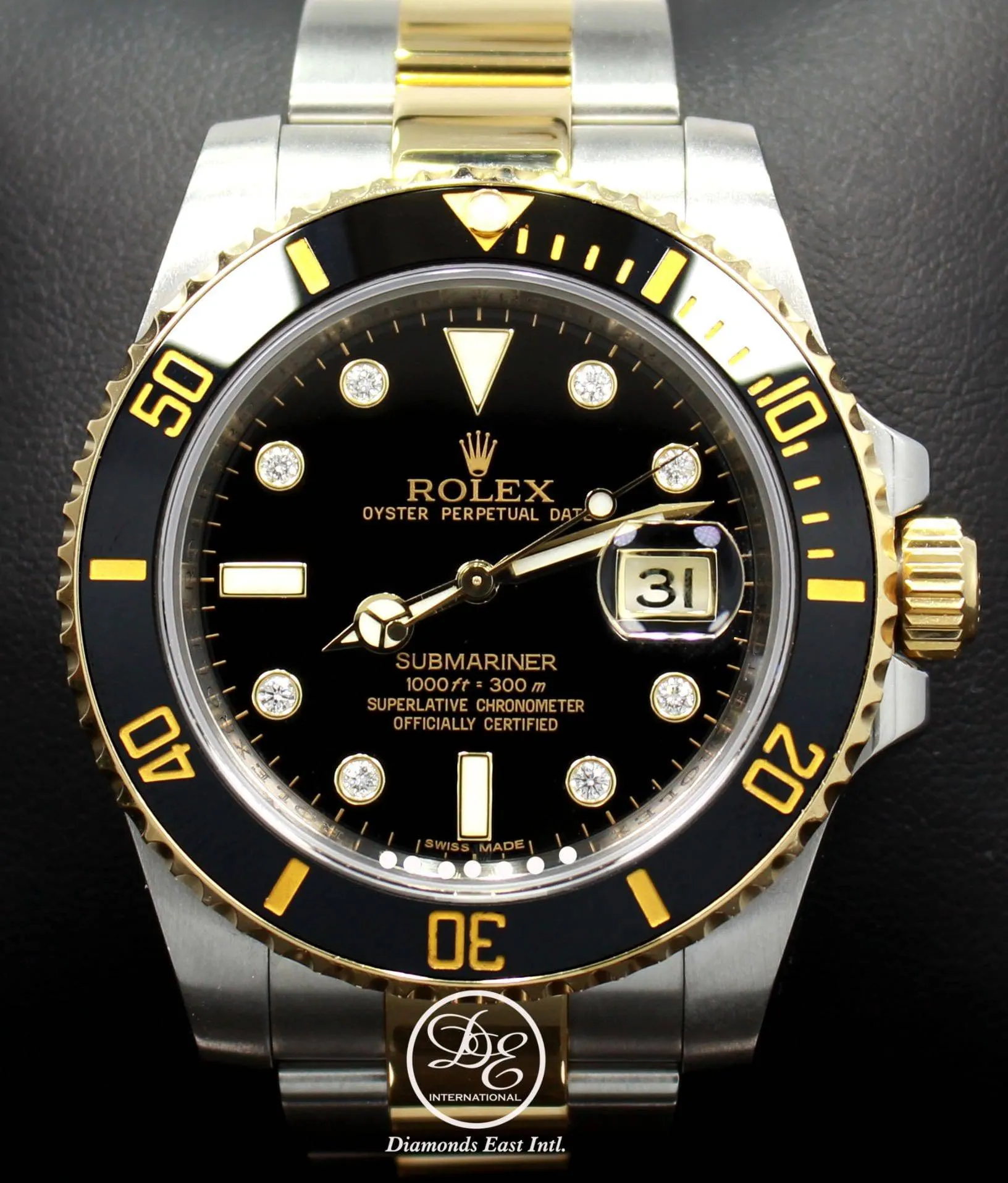 Rolex Submariner 116613 BLKDD 18K Yellow Gold /SS Rare Discontinued Factory Black Diamond Dial Box/Papers