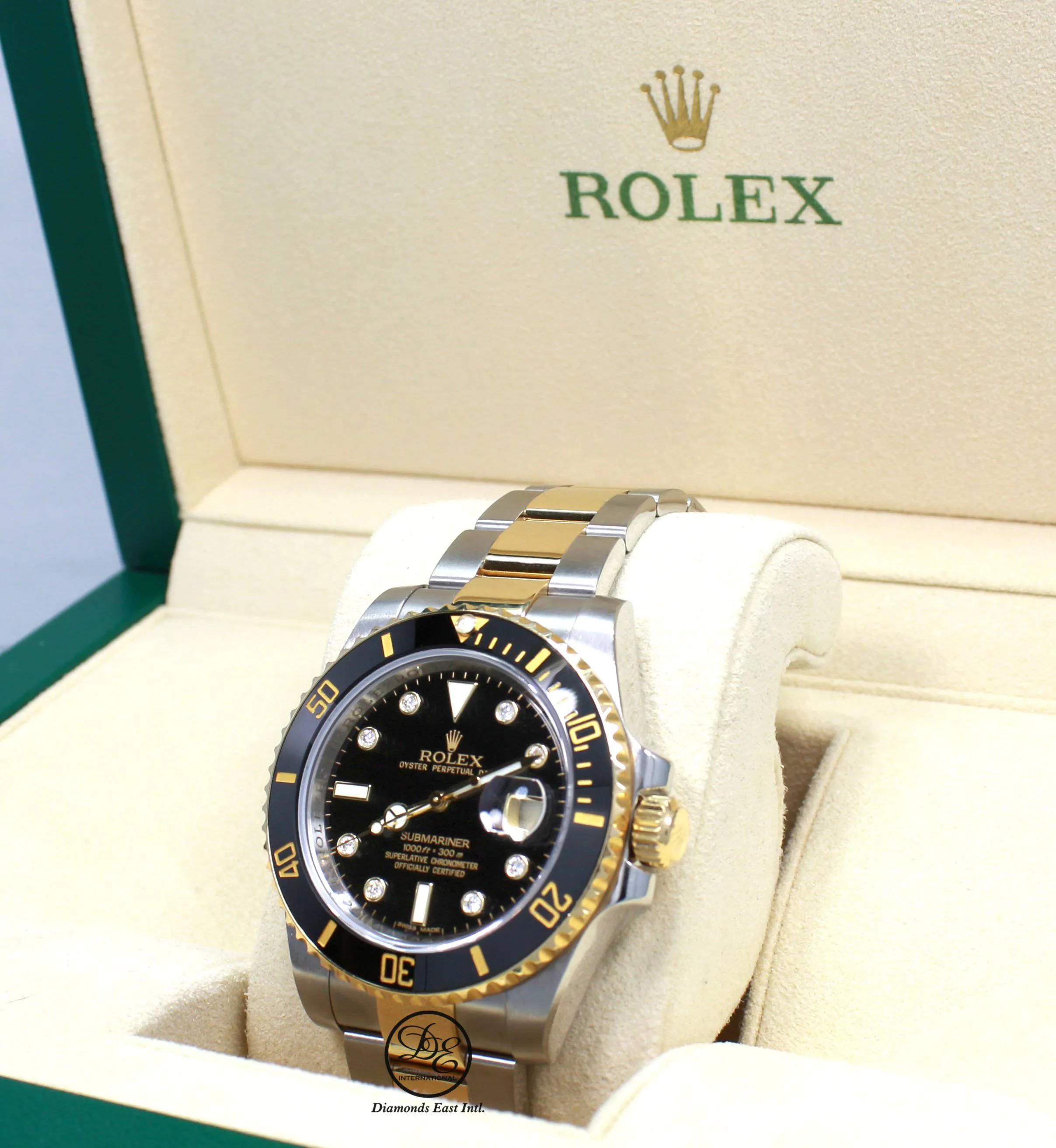 Rolex Submariner 116613 BLKDD 18K Yellow Gold /SS Rare Discontinued Factory Black Diamond Dial Box/Papers
