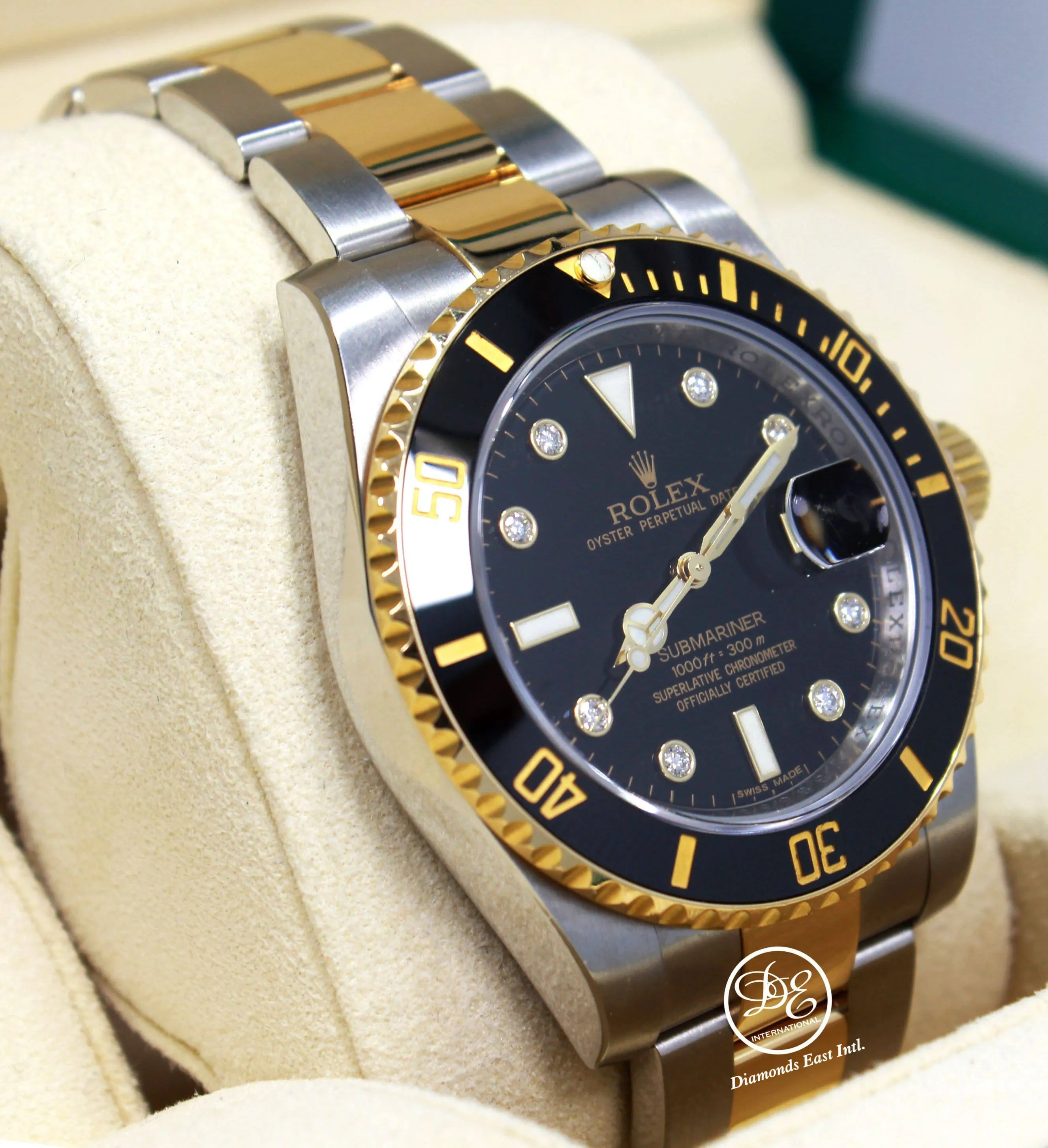 Rolex Submariner 116613 BLKDD 18K Yellow Gold /SS Rare Discontinued Factory Black Diamond Dial Box/Papers