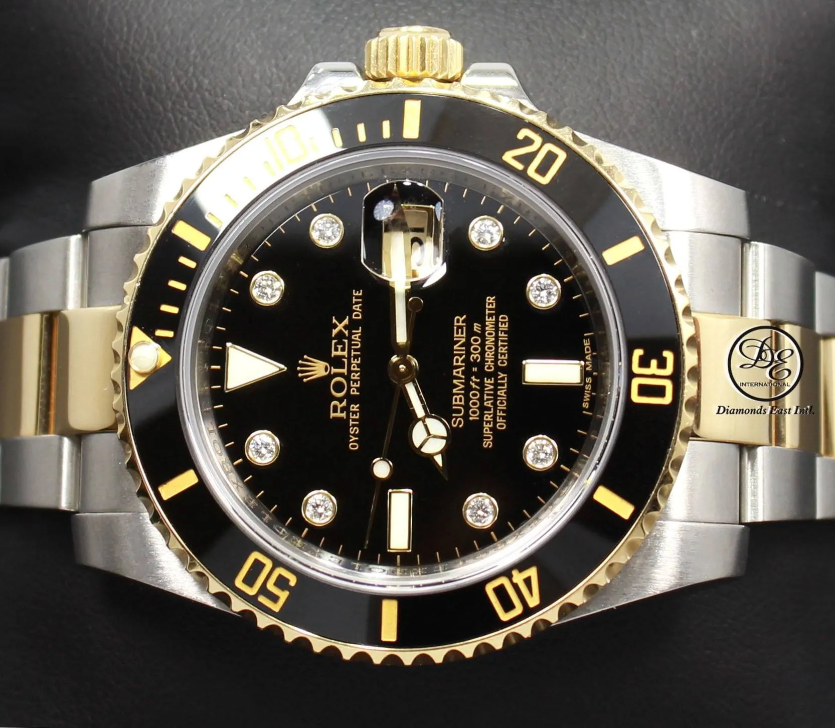 Rolex Submariner 116613 BLKDD 18K Yellow Gold /SS Rare Discontinued Factory Black Diamond Dial Box/Papers
