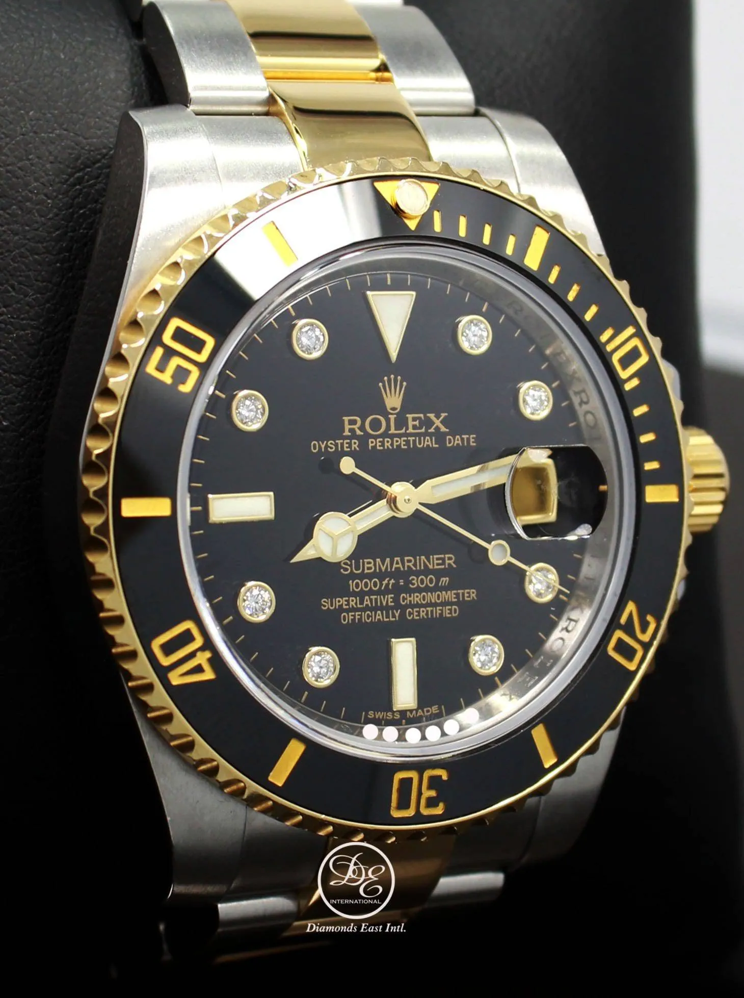 Rolex Submariner 116613 BLKDD 18K Yellow Gold /SS Rare Discontinued Factory Black Diamond Dial Box/Papers