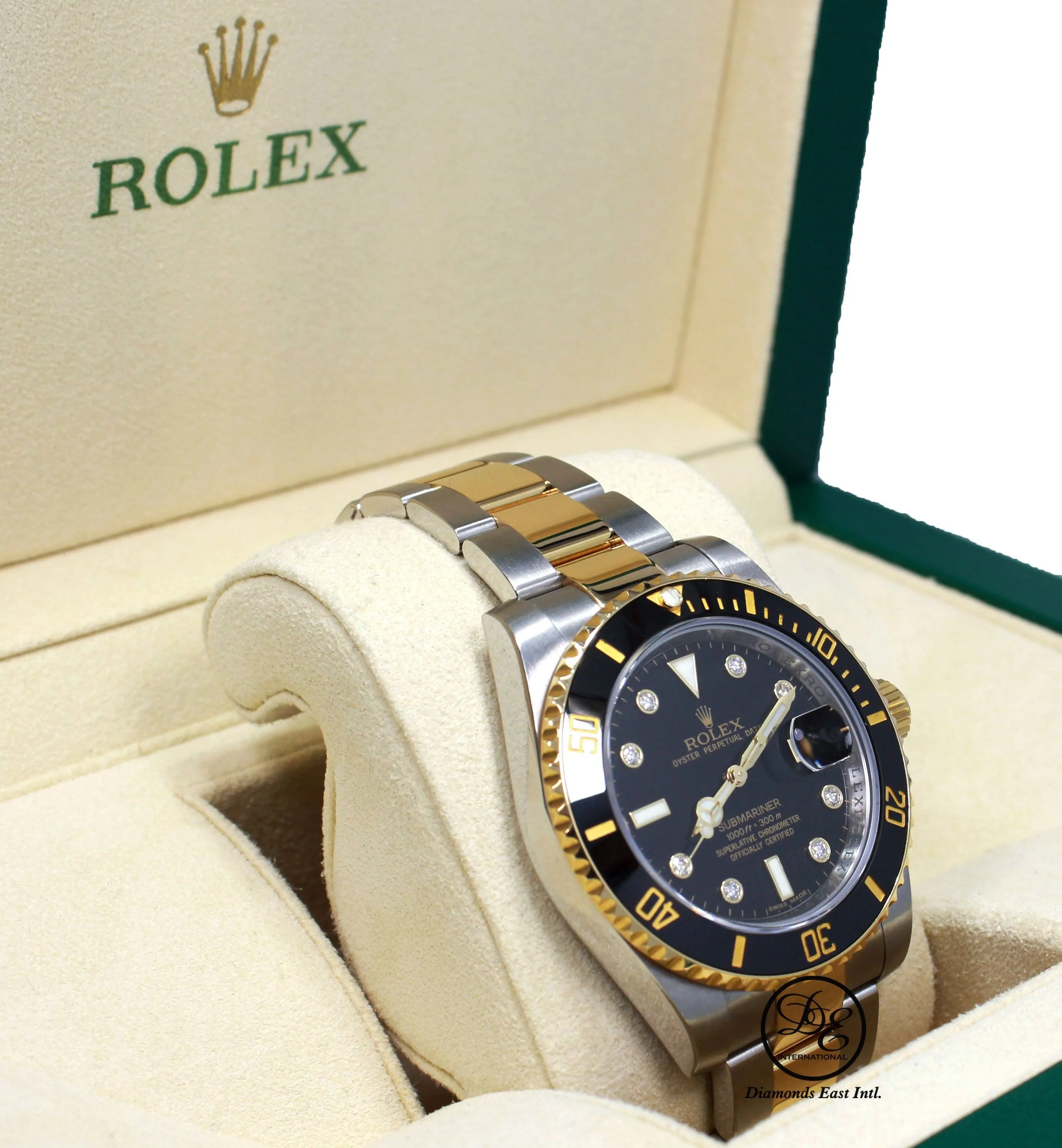 Rolex Submariner 116613 BLKDD 18K Yellow Gold /SS Rare Discontinued Factory Black Diamond Dial Box/Papers