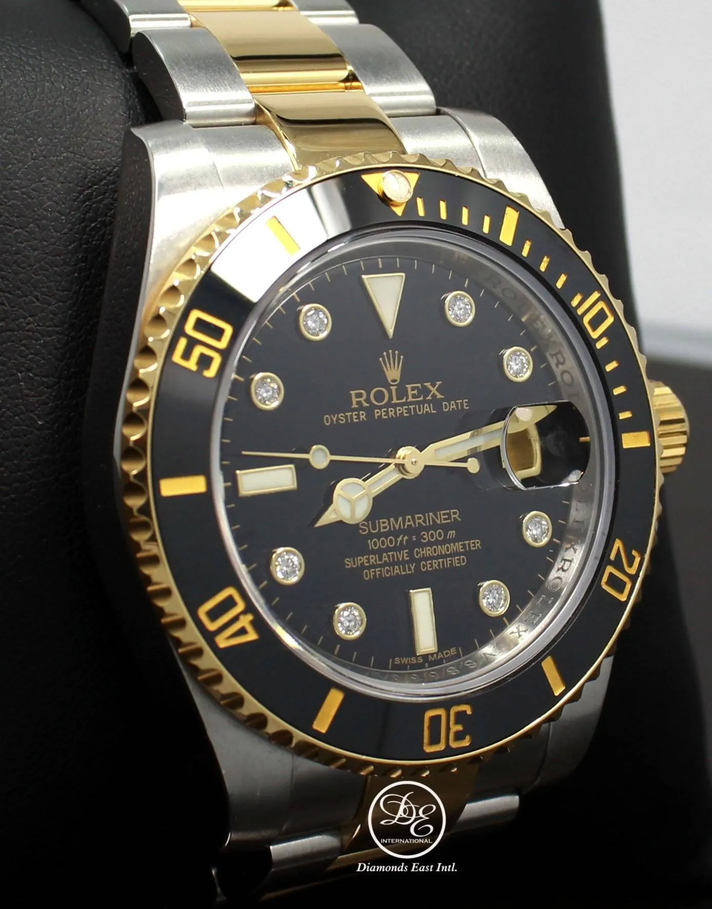 Rolex Submariner 116613 BLKDD 18K Yellow Gold /SS Rare Discontinued Factory Black Diamond Dial Box/Papers