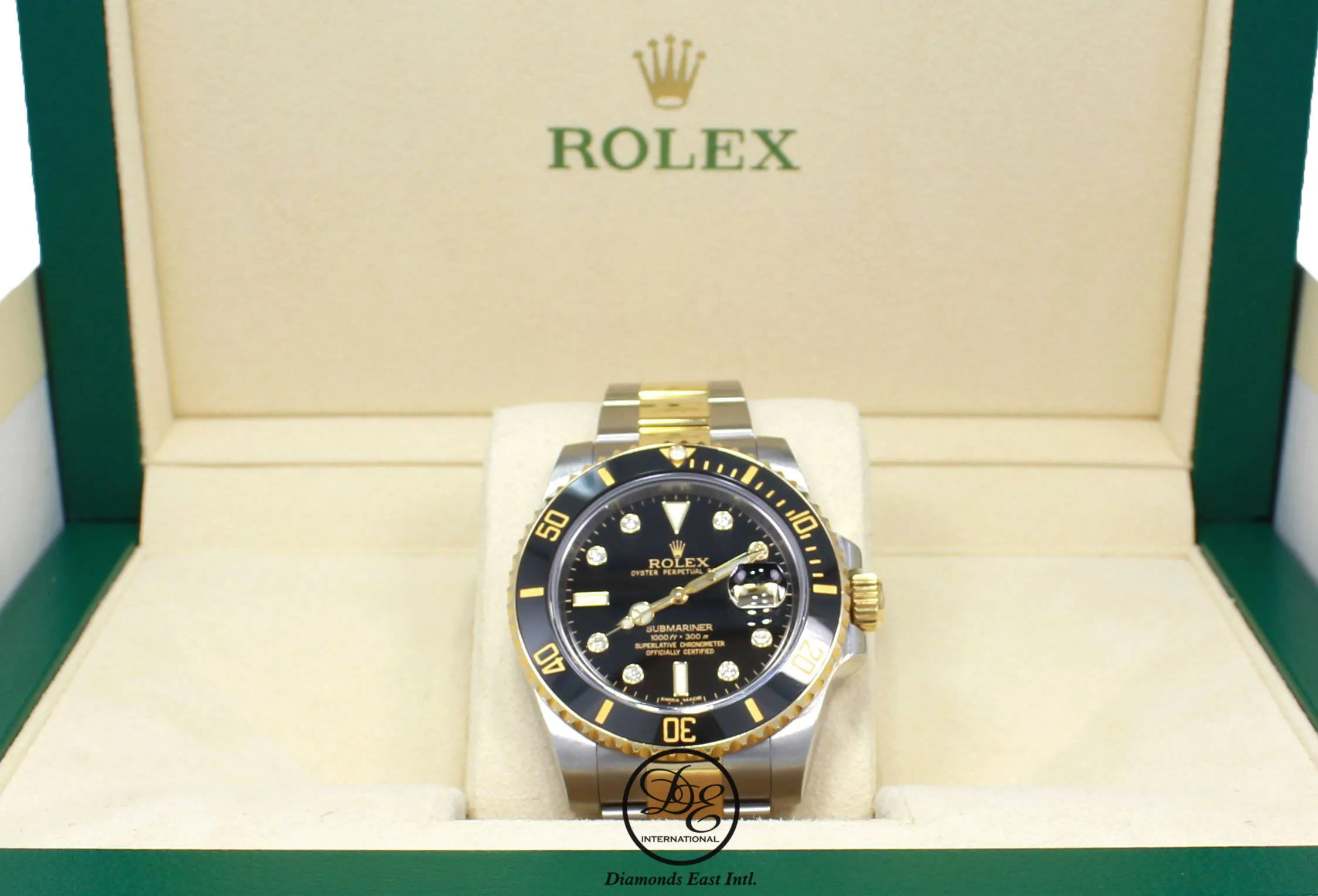 Rolex Submariner 116613 BLKDD 18K Yellow Gold /SS Rare Discontinued Factory Black Diamond Dial Box/Papers