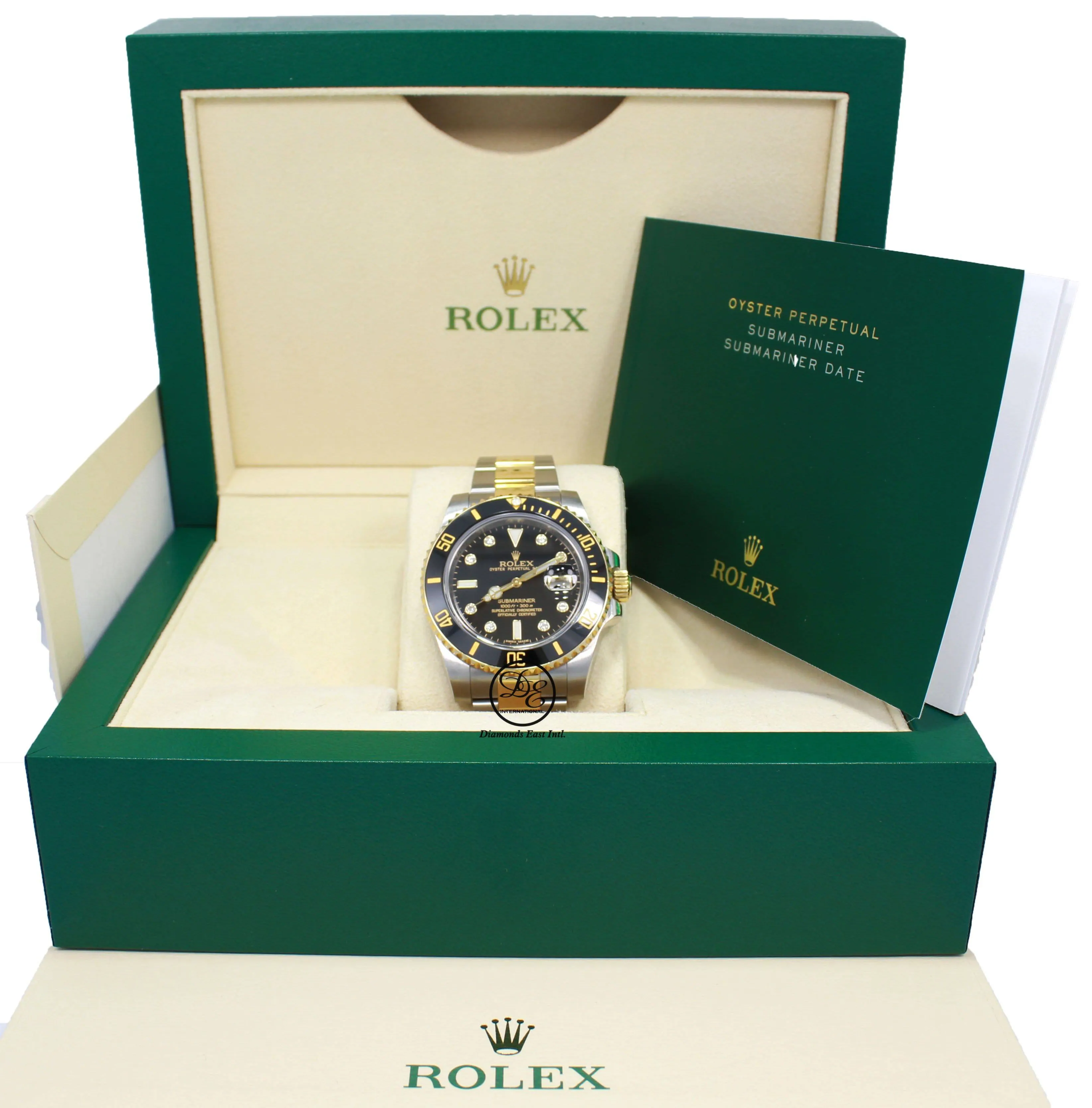 Rolex Submariner 116613 BLKDD 18K Yellow Gold /SS Rare Discontinued Factory Black Diamond Dial Box/Papers
