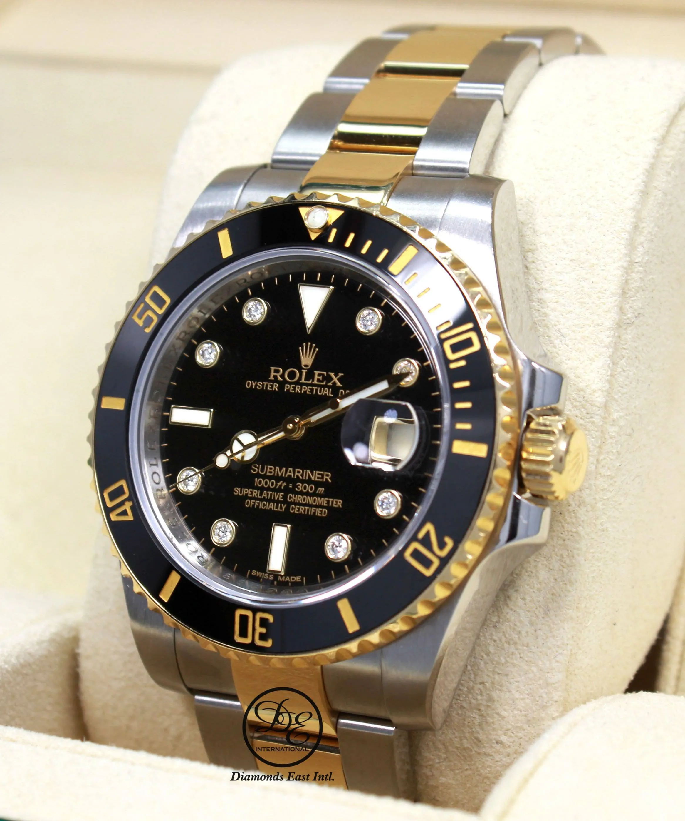 Rolex Submariner 116613 BLKDD 18K Yellow Gold /SS Rare Discontinued Factory Black Diamond Dial Box/Papers