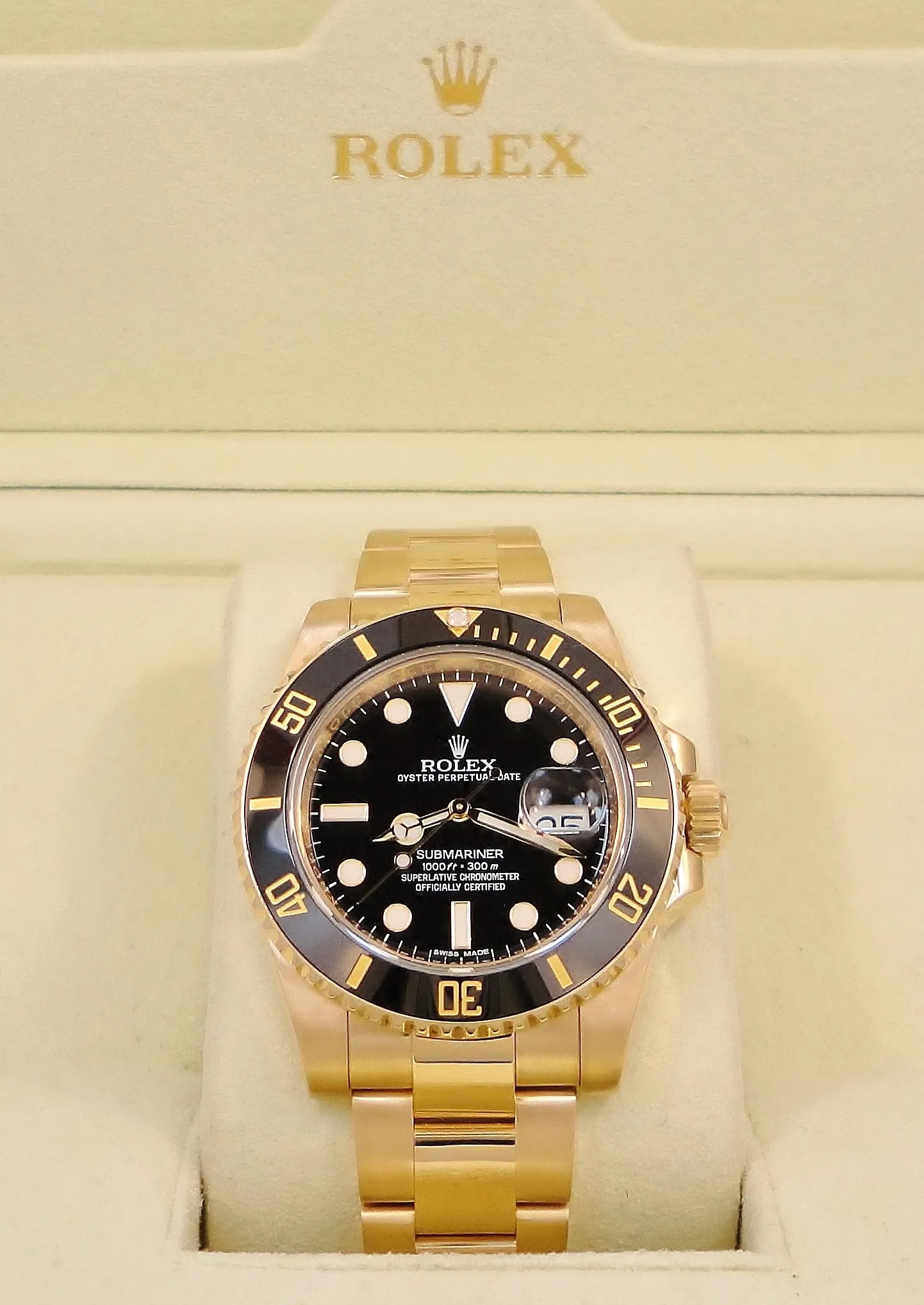 Rolex Submariner 116618LN Date Oyster Perpetual 18k yellow gold BOX/PAPERS