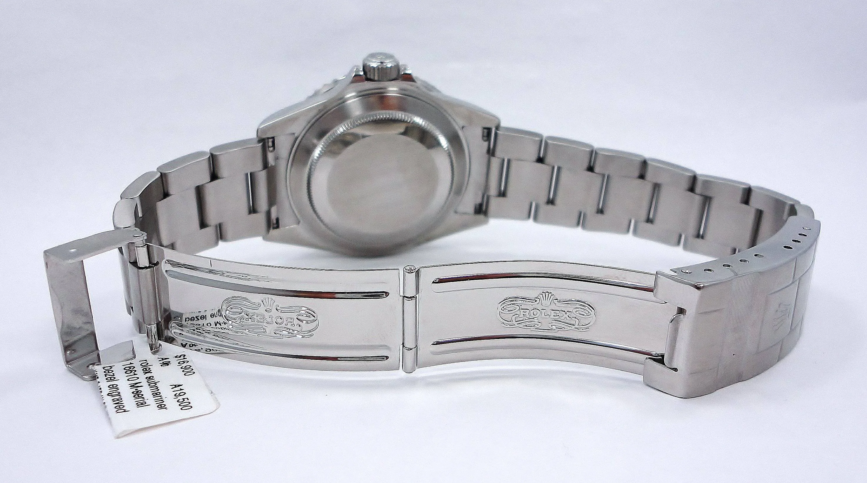 ROLEX Submariner 16610 Oyster Date SS Black Dial Watch BEZEL ENGRAVED MODEL