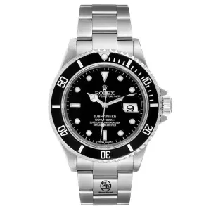 ROLEX Submariner 16610 Oyster Date SS Black Dial Watch BEZEL ENGRAVED MODEL
