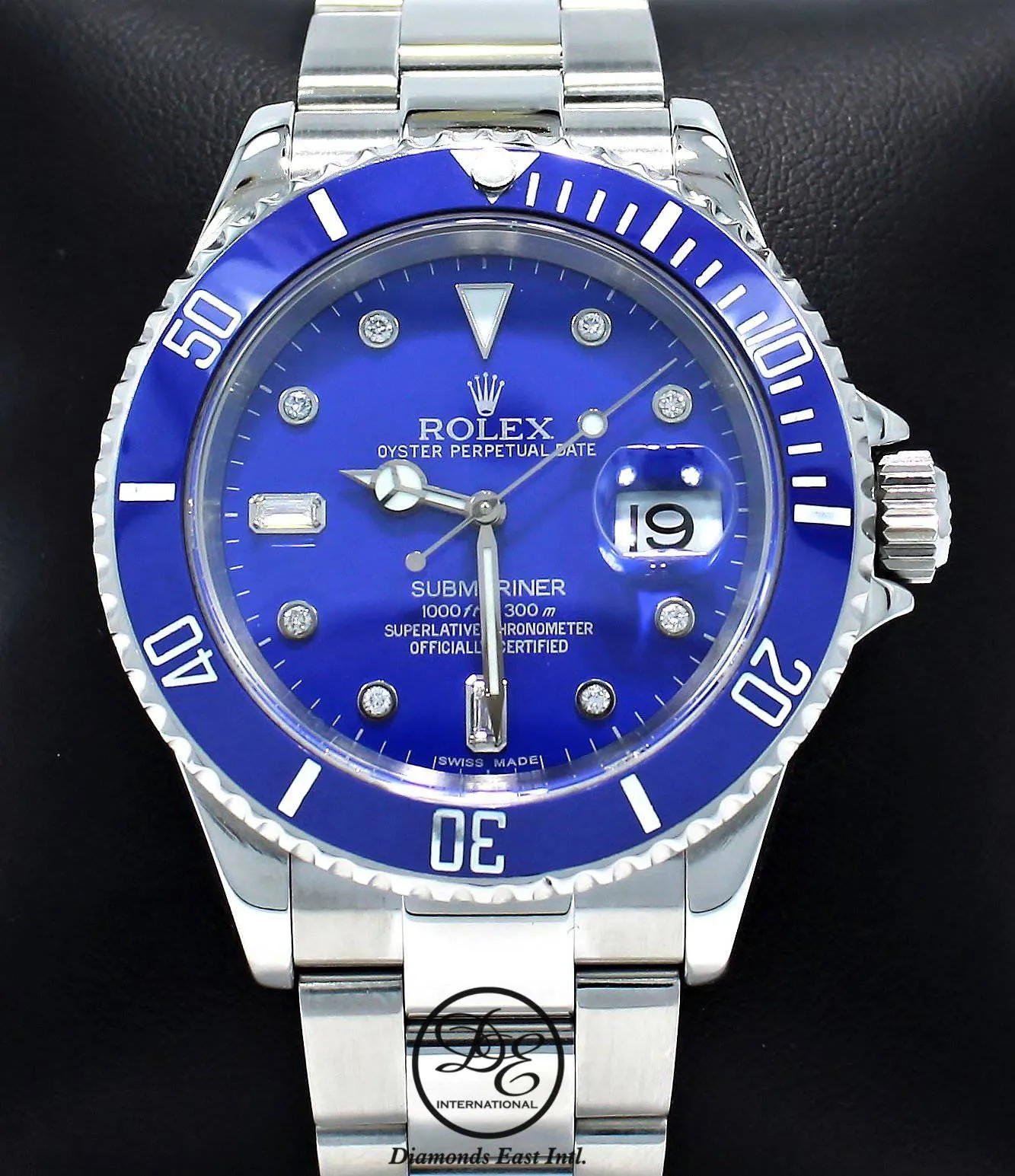 Rolex Submariner 16610 Steel Blue Dial and Blue Bezel Diamond Dial Watch MINT