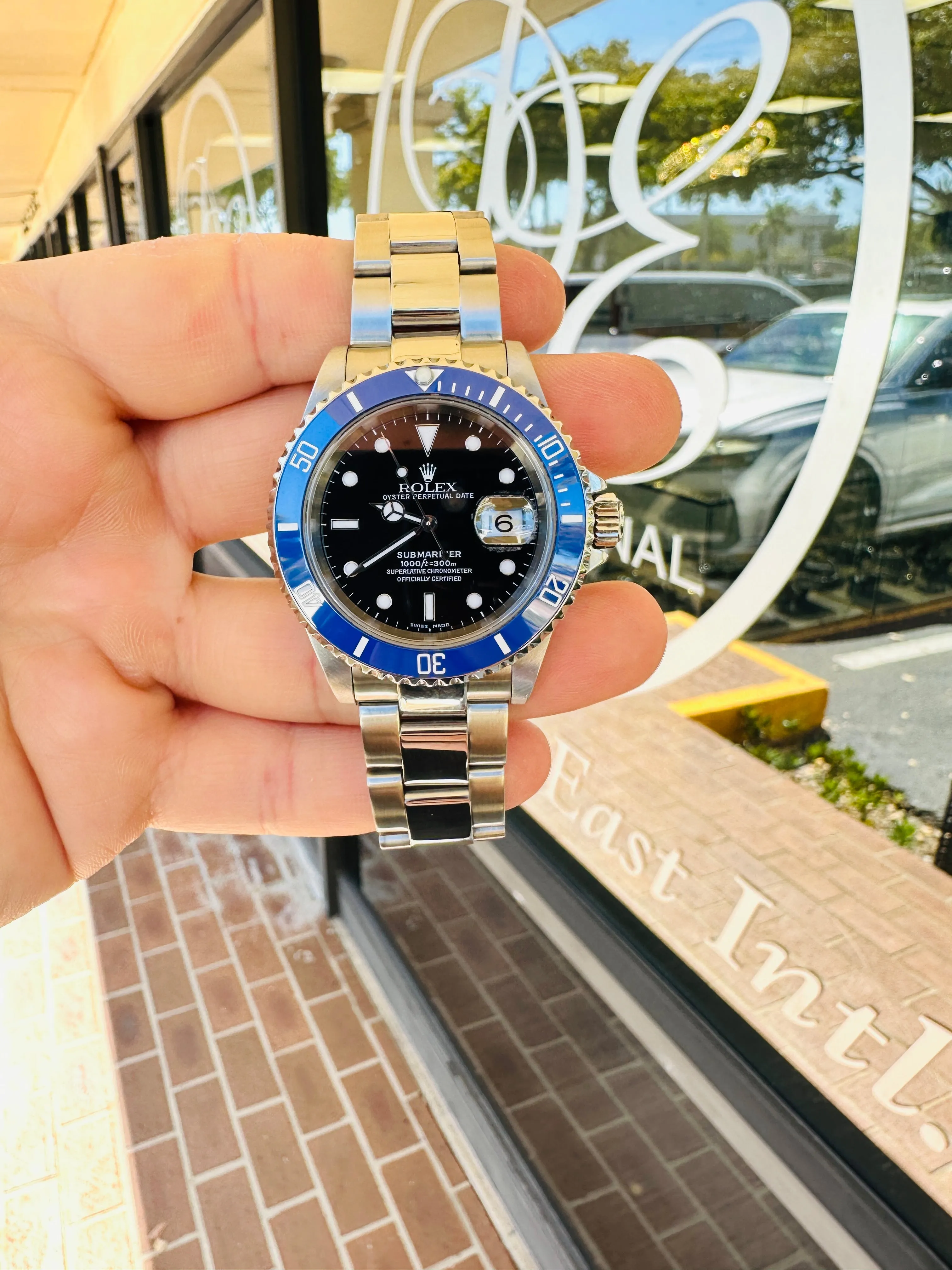 Rolex Submariner 16610 Steel Custom Blue Ceramic Bezel Watch MINT