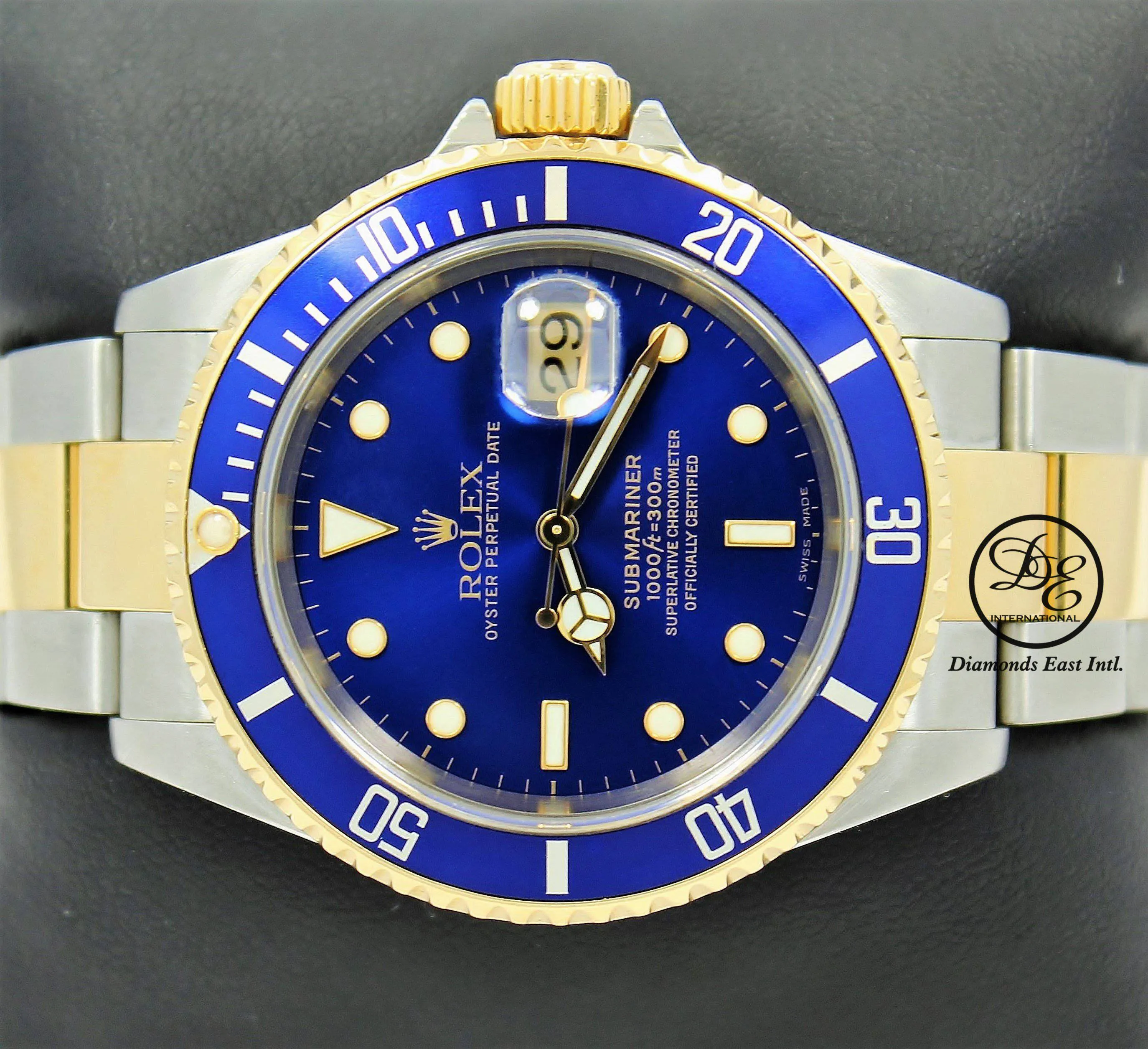 Rolex Submariner 16613 18K Yellow Gold /Steel Blue Bezel Watch BOX/PAPERS