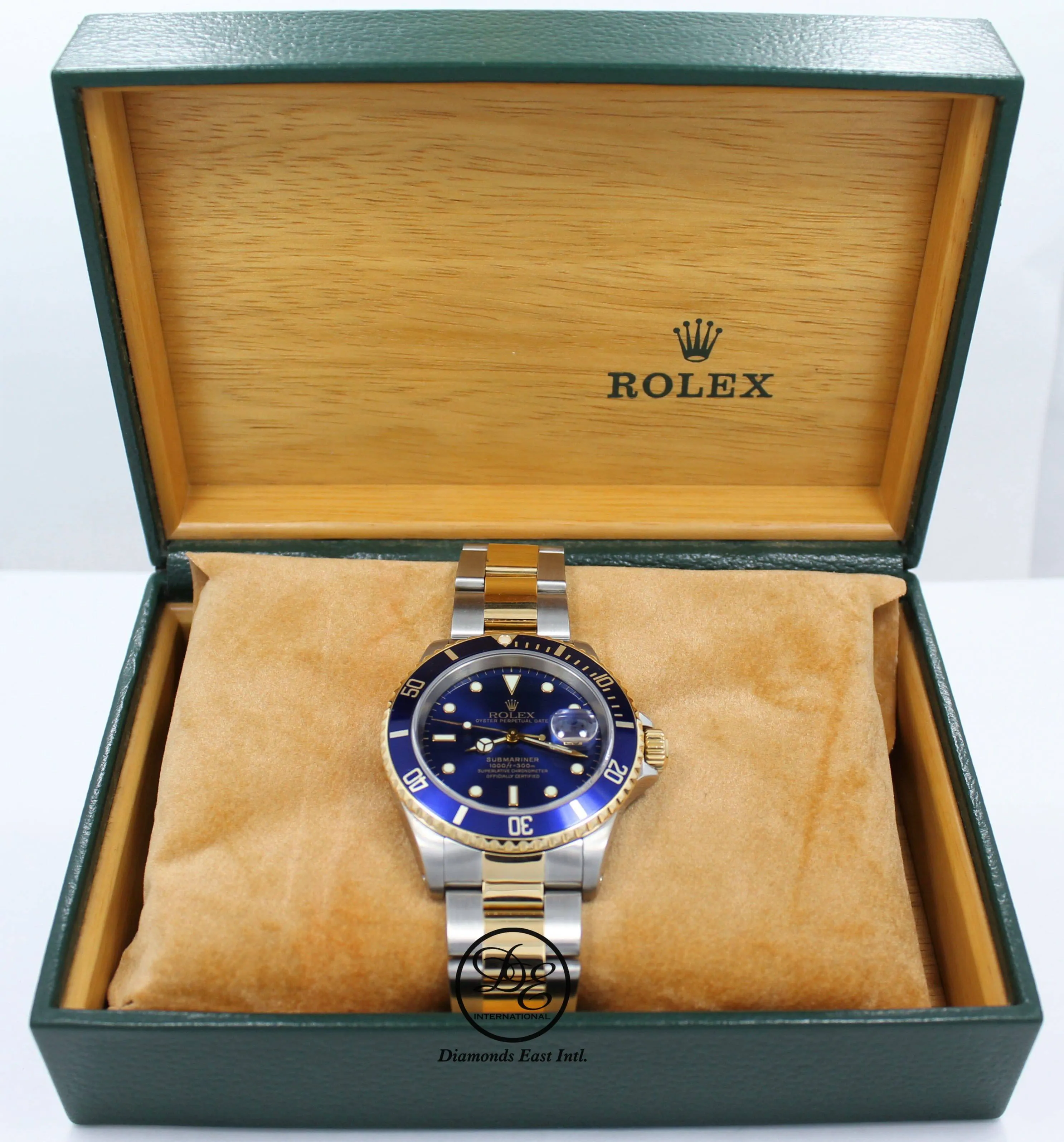 Rolex Submariner 16613 18K Yellow Gold /Steel Blue Bezel Watch BOX/PAPERS