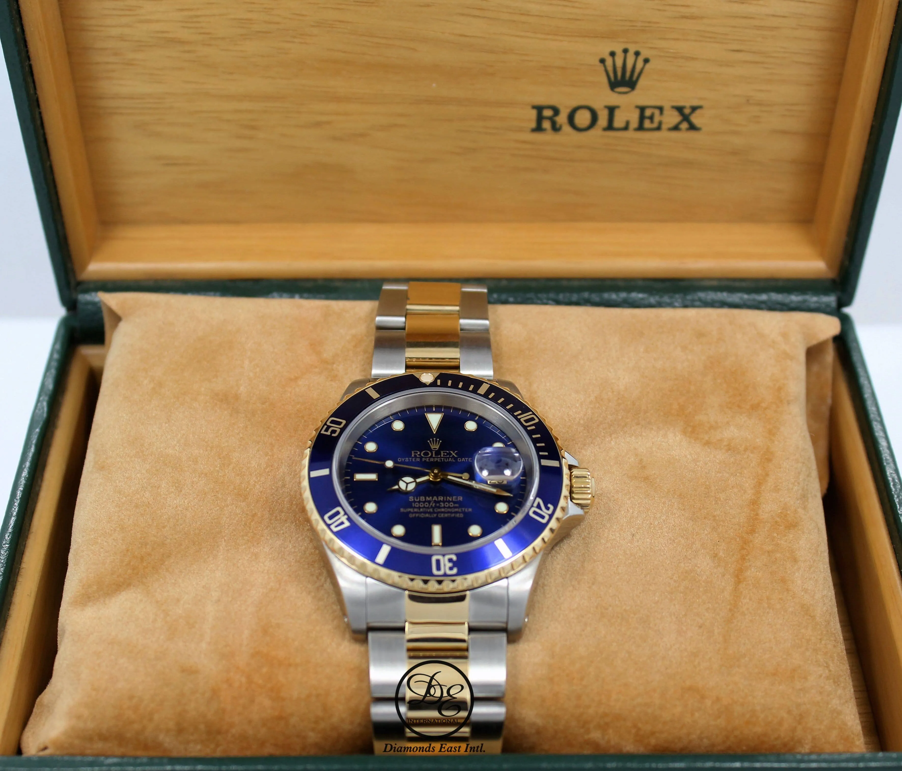 Rolex Submariner 16613 18K Yellow Gold /Steel Blue Bezel Watch BOX/PAPERS