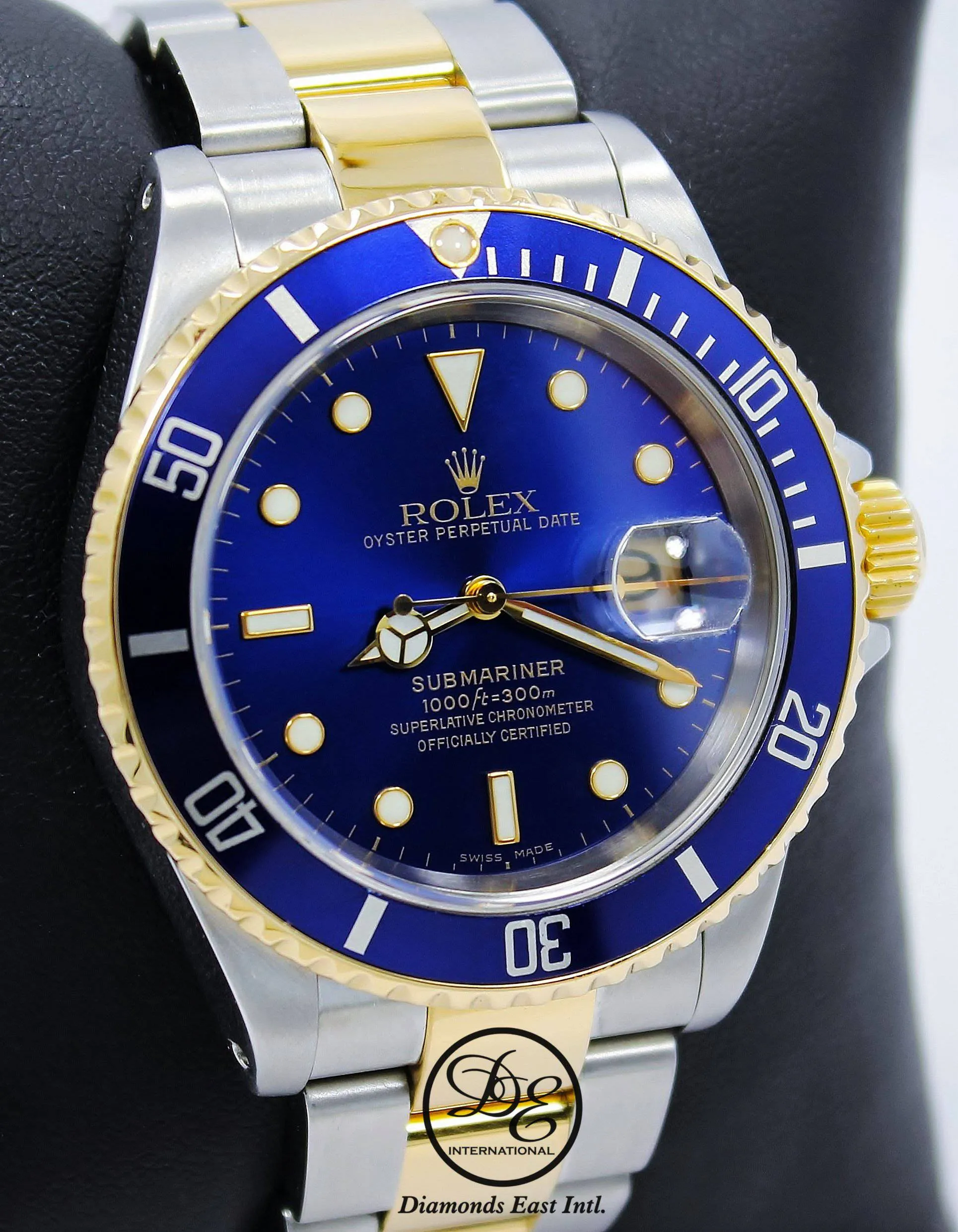 Rolex Submariner 16613 18K Yellow Gold /Steel Blue Bezel Watch BOX/PAPERS