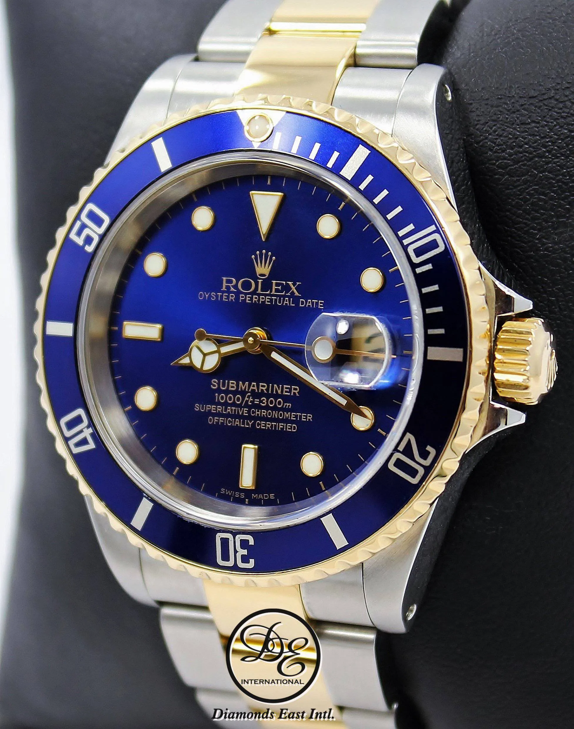 Rolex Submariner 16613 18K Yellow Gold /Steel Blue Bezel Watch BOX/PAPERS