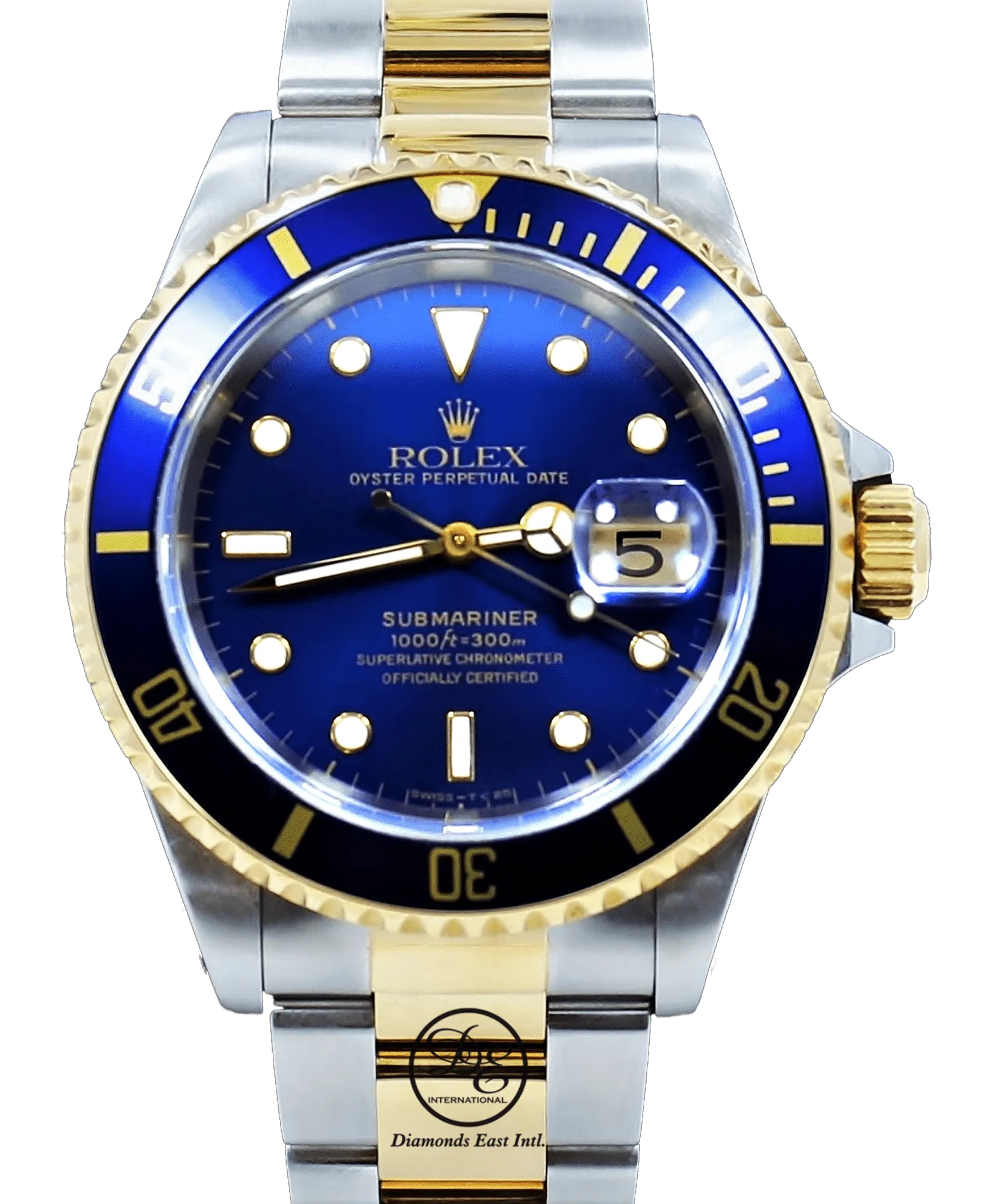 Rolex Submariner 16613 18K Yellow Gold /Steel Oyster Blue Bezel Watch