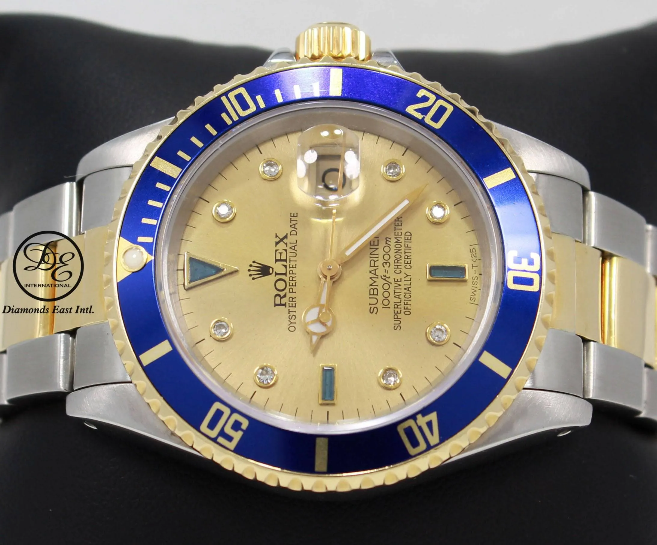 Rolex Submariner 16613 18k Yellow Gold/SS Blue Sapphires & Diamonds Dial