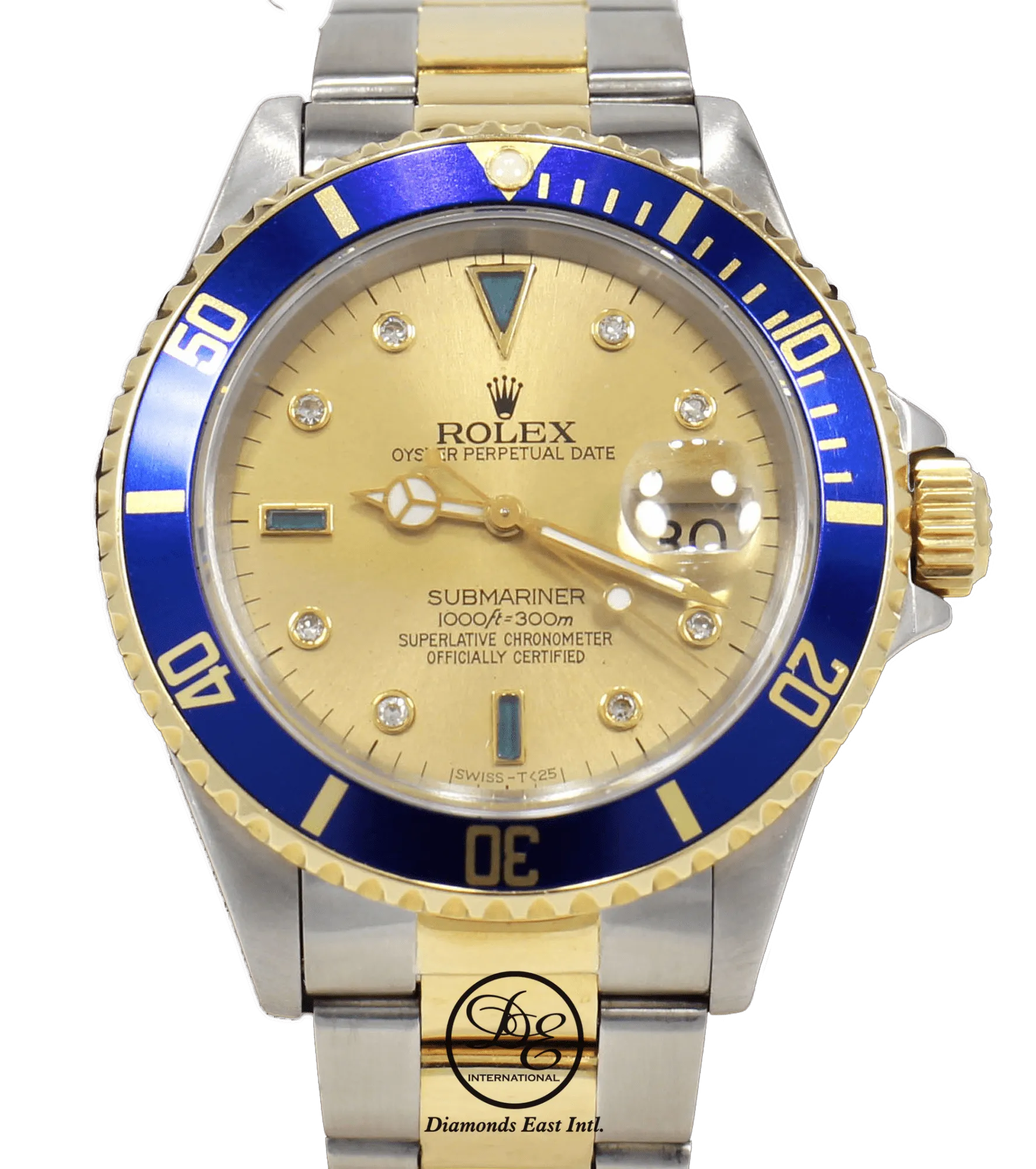 Rolex Submariner 16613 18k Yellow Gold/SS Blue Sapphires & Diamonds Dial