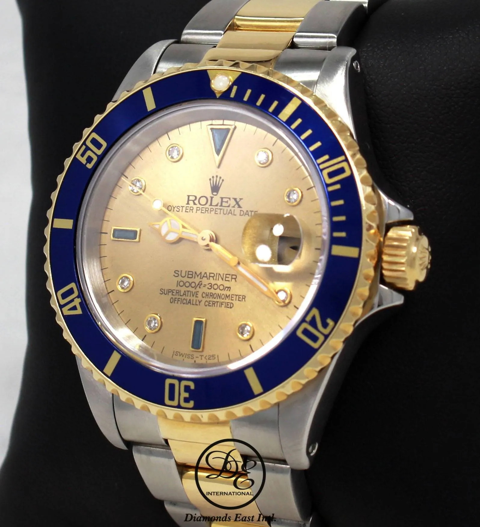 Rolex Submariner 16613 18k Yellow Gold/SS Blue Sapphires & Diamonds Dial
